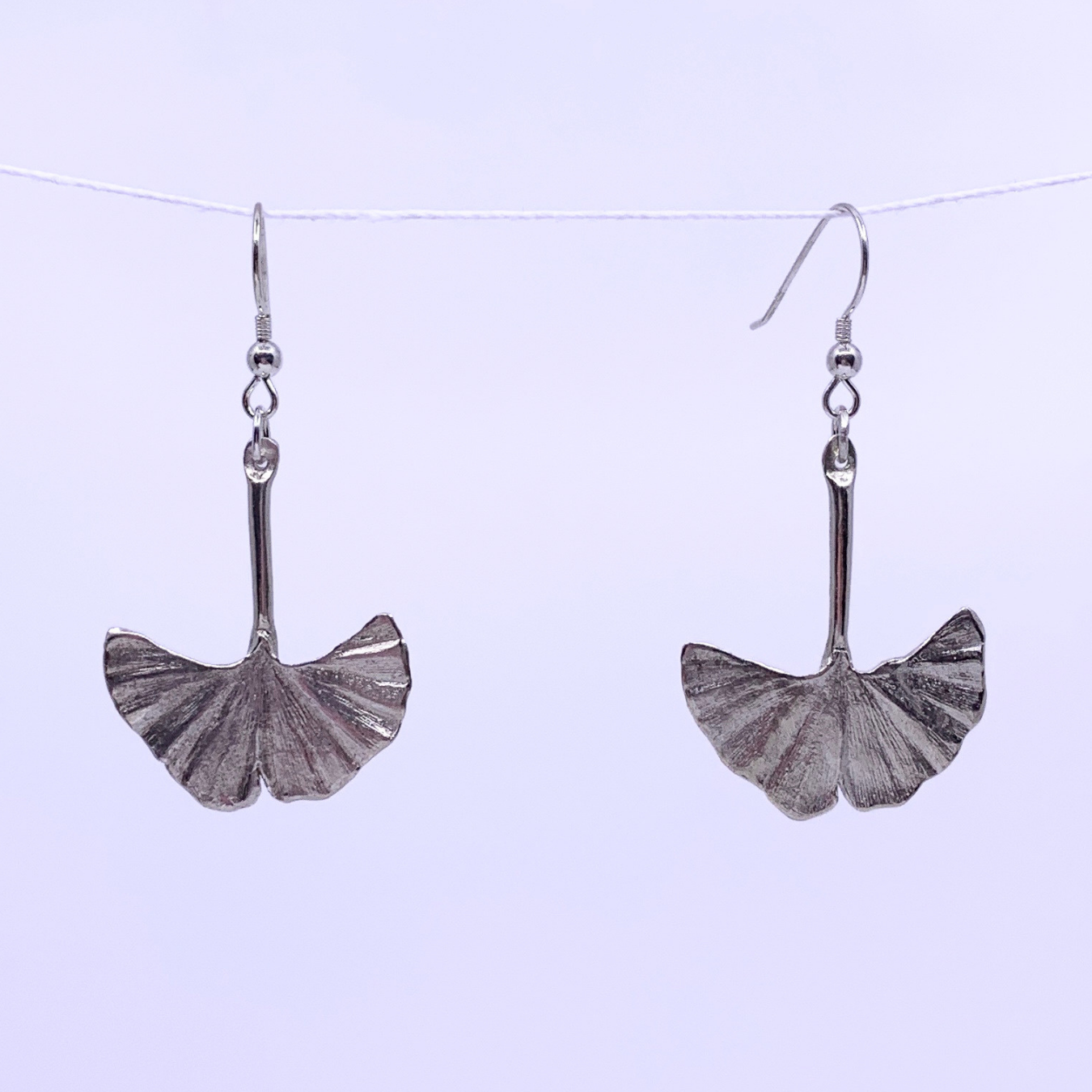 silver gingko leaf earrings