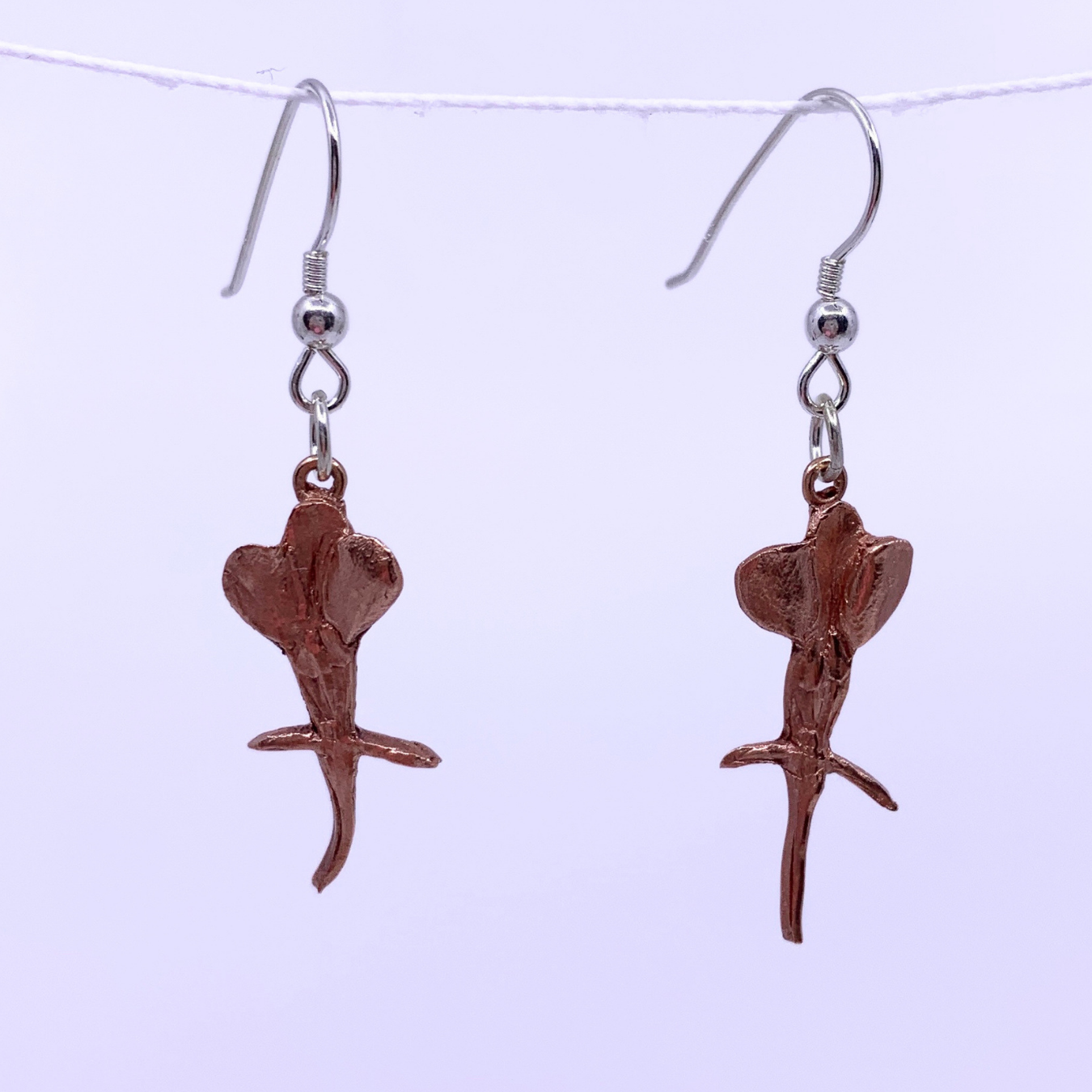 copper flower earrings