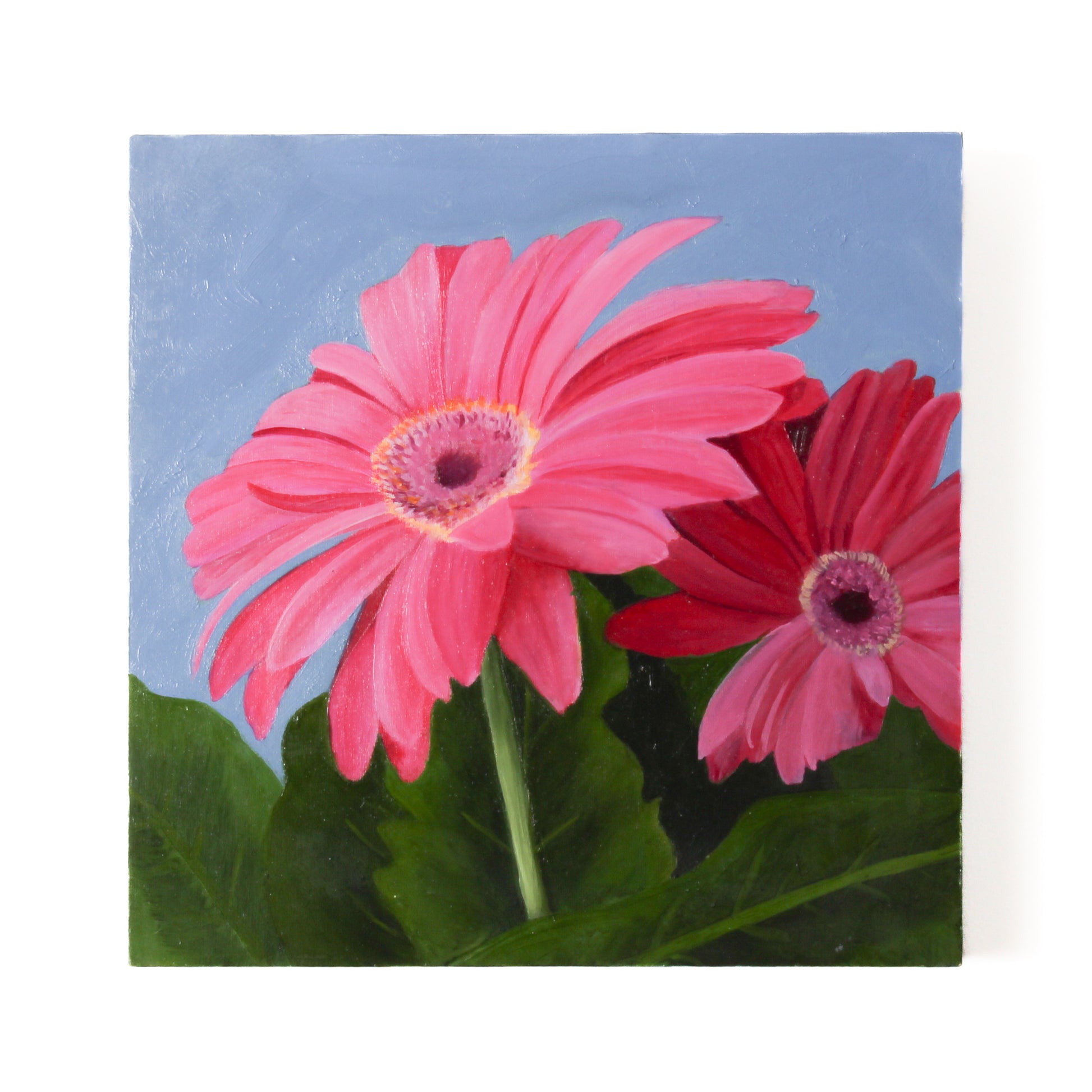 oil painting of pink flowers