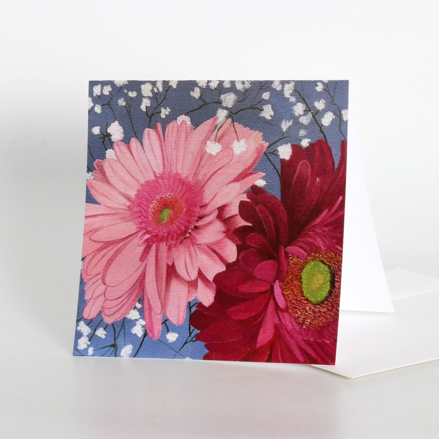 Greeting car of gerbera and baby's breath