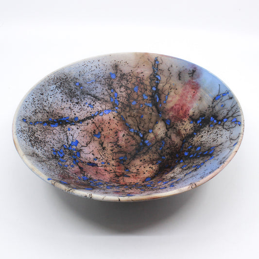 blue and red horse hair bowl