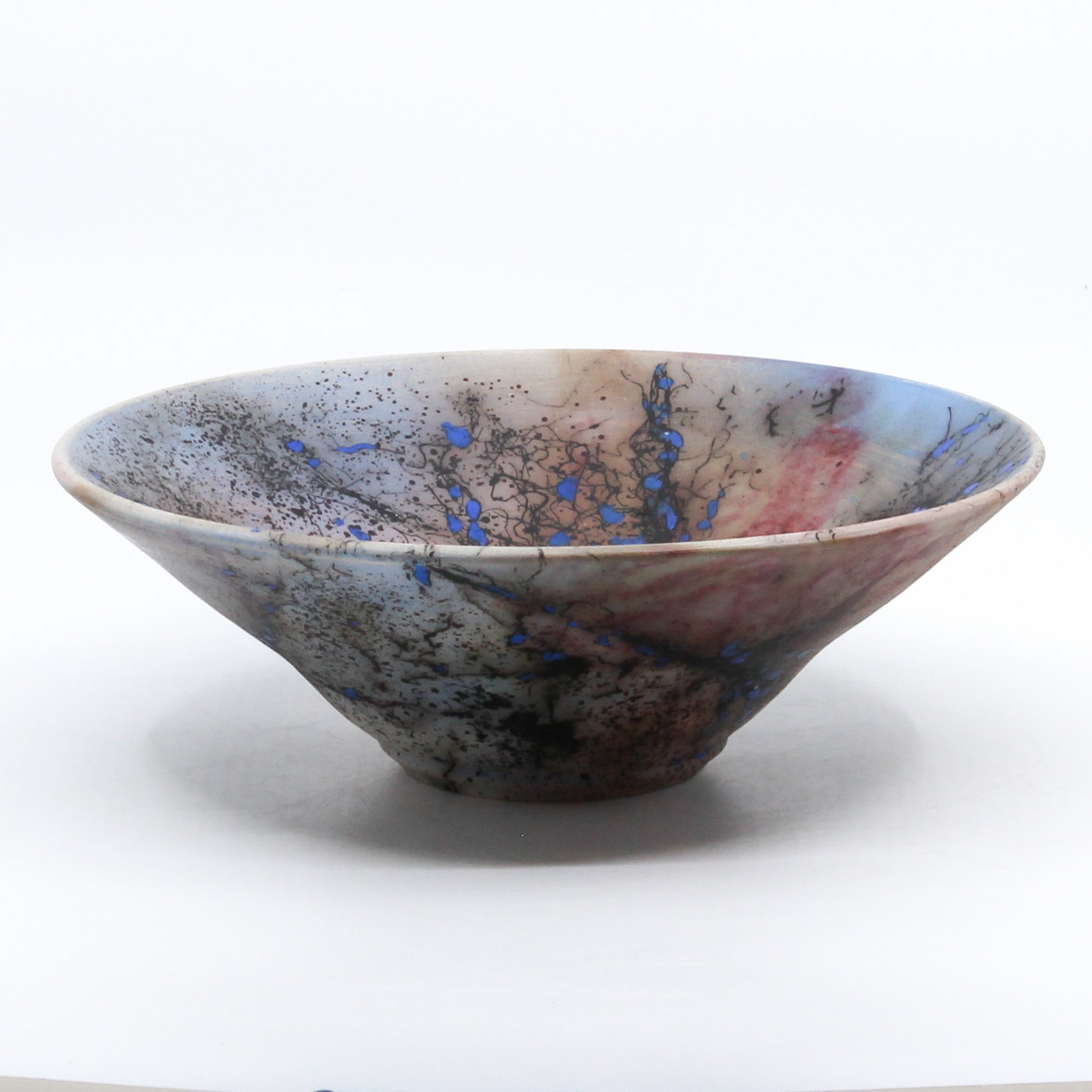 blue and red horse hair bowl