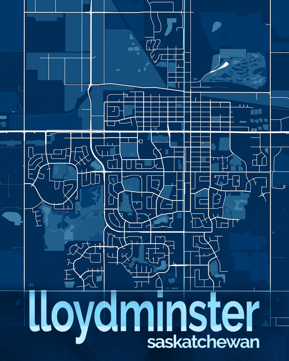 Blue and white map of Lloydmister
