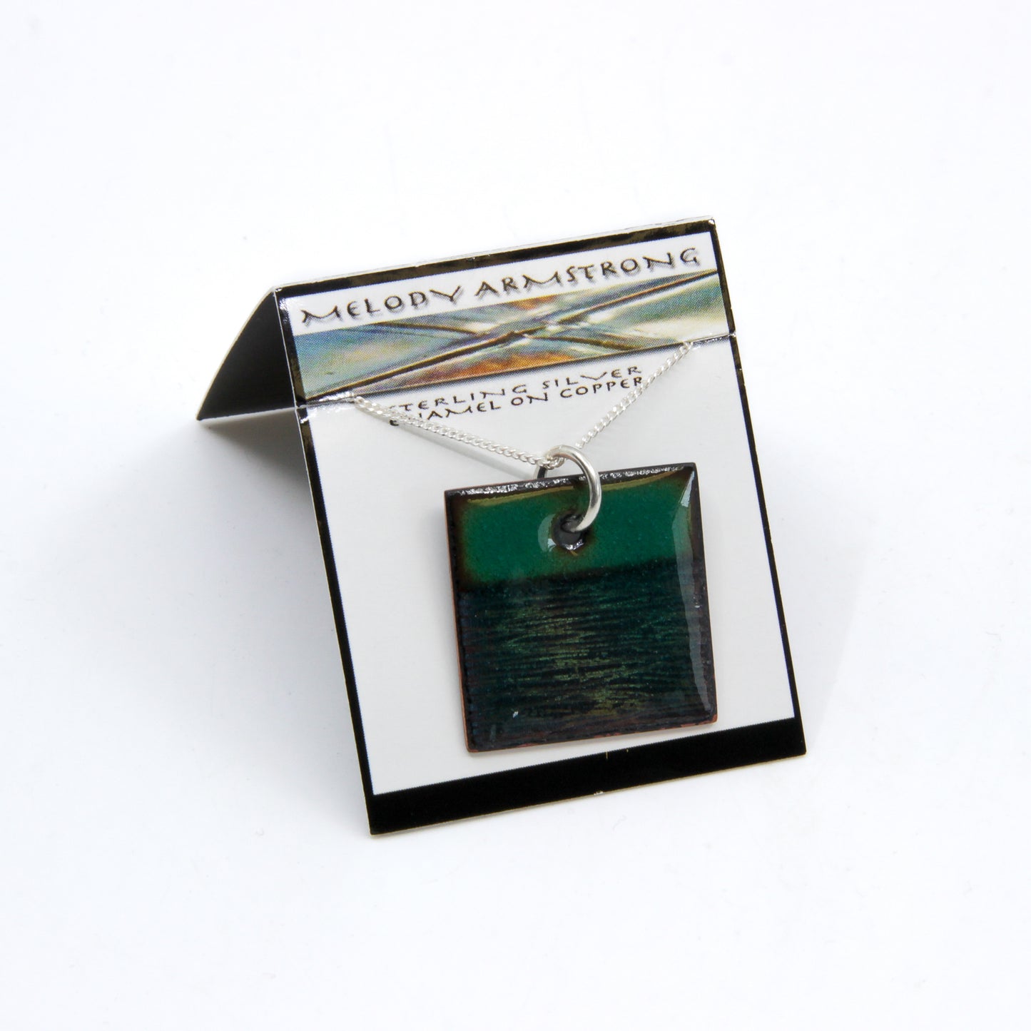 Square pendant: green, half and half