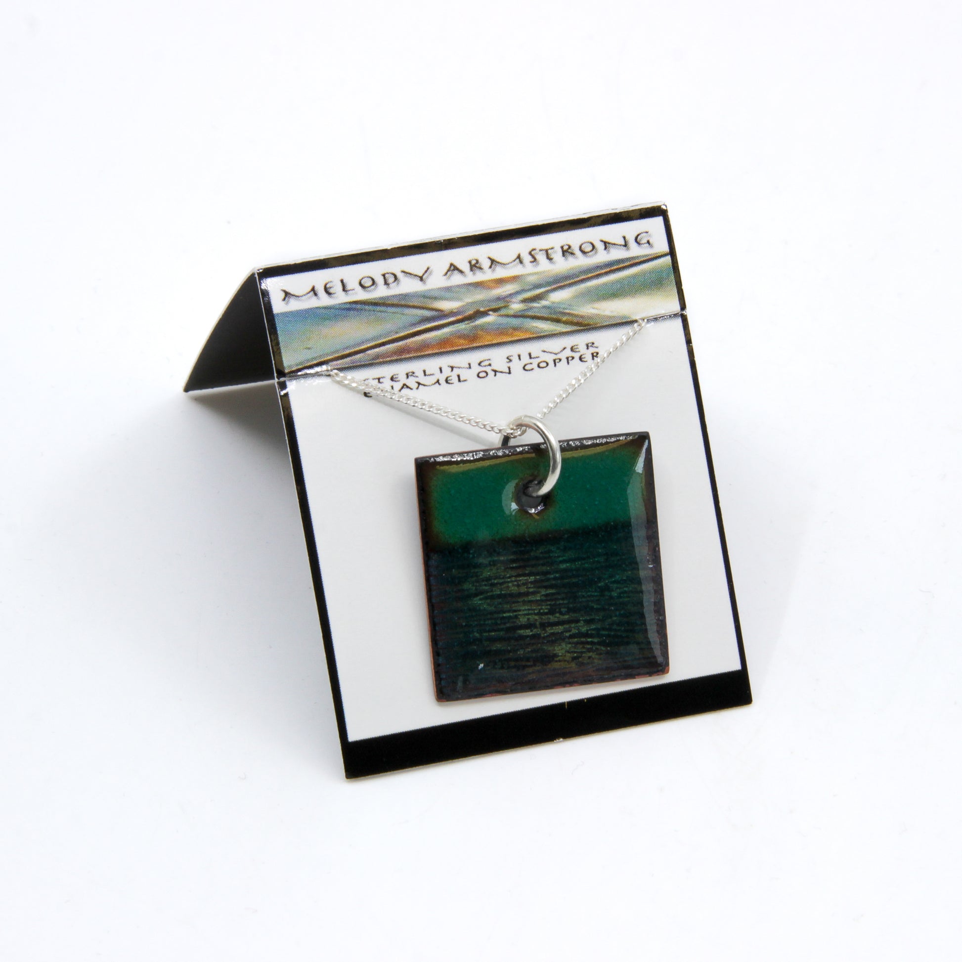 Square pendant: green, half and half