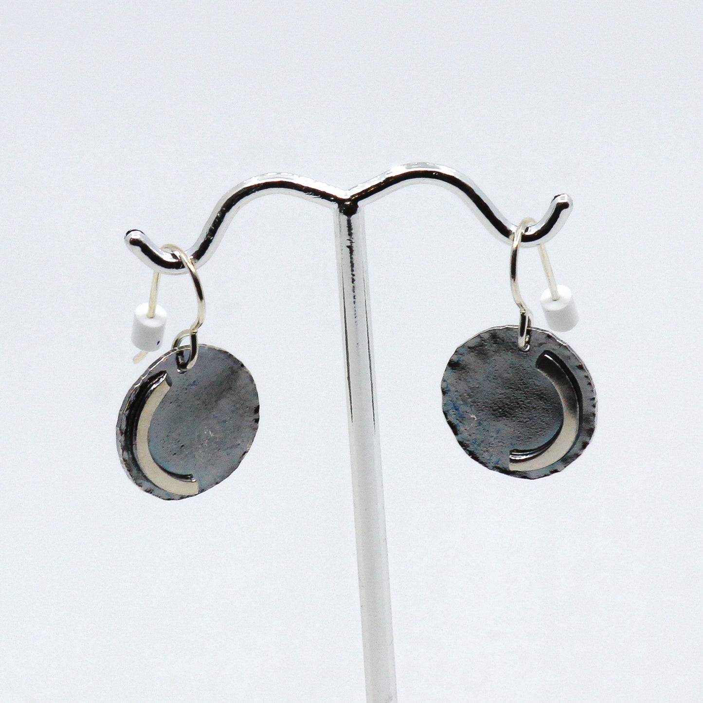 Silver fused earrings: crescent