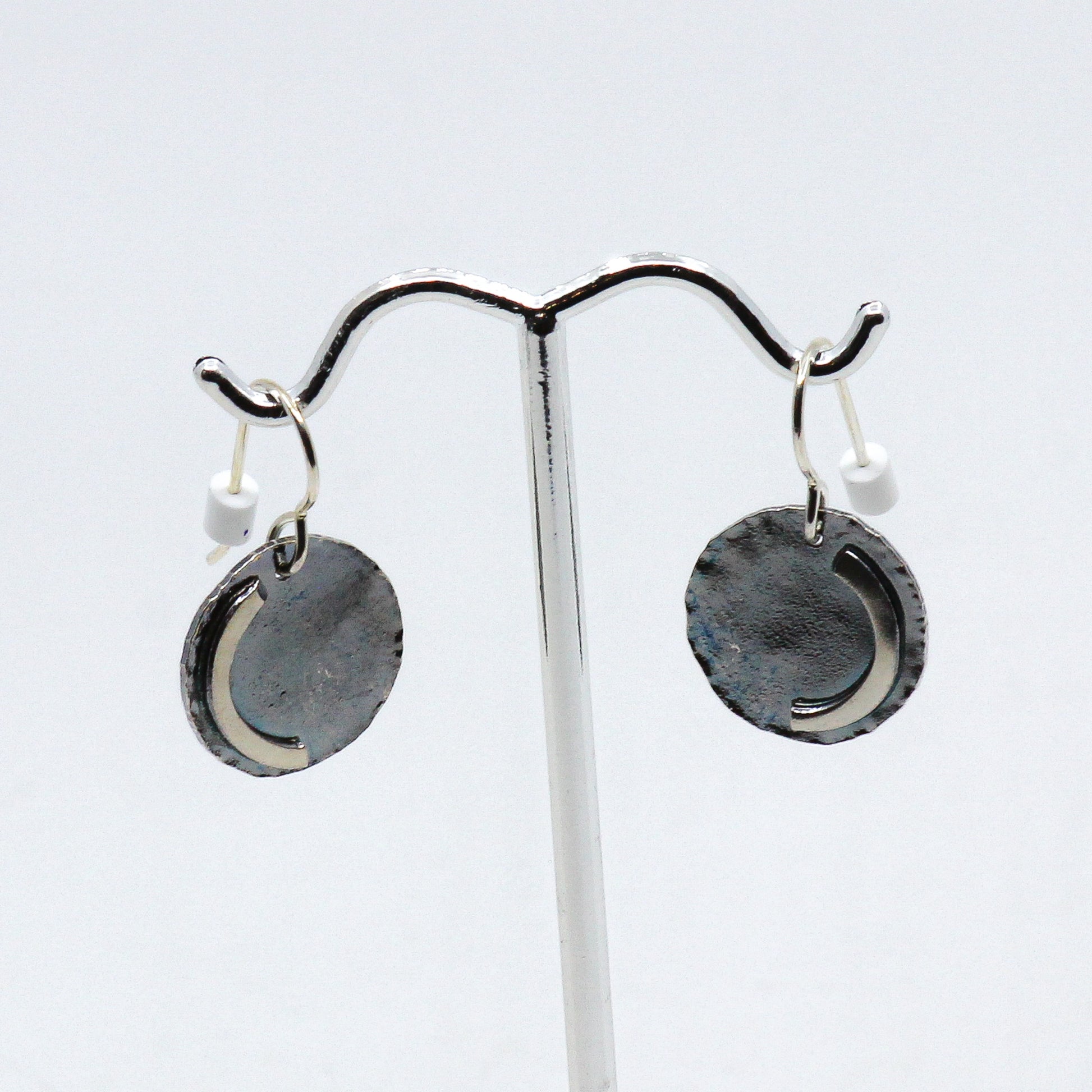 Silver fused earrings: crescent