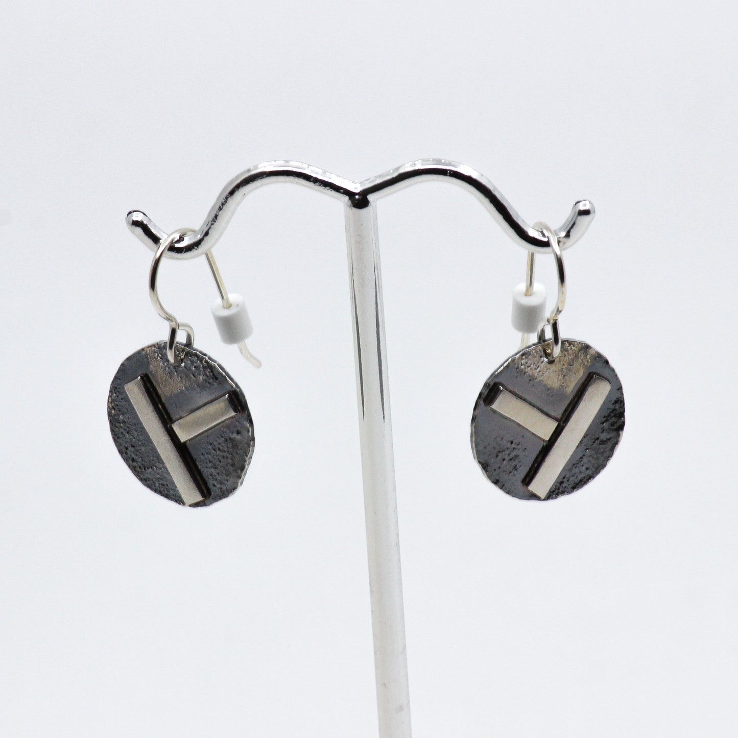 Silver fused earrings: T