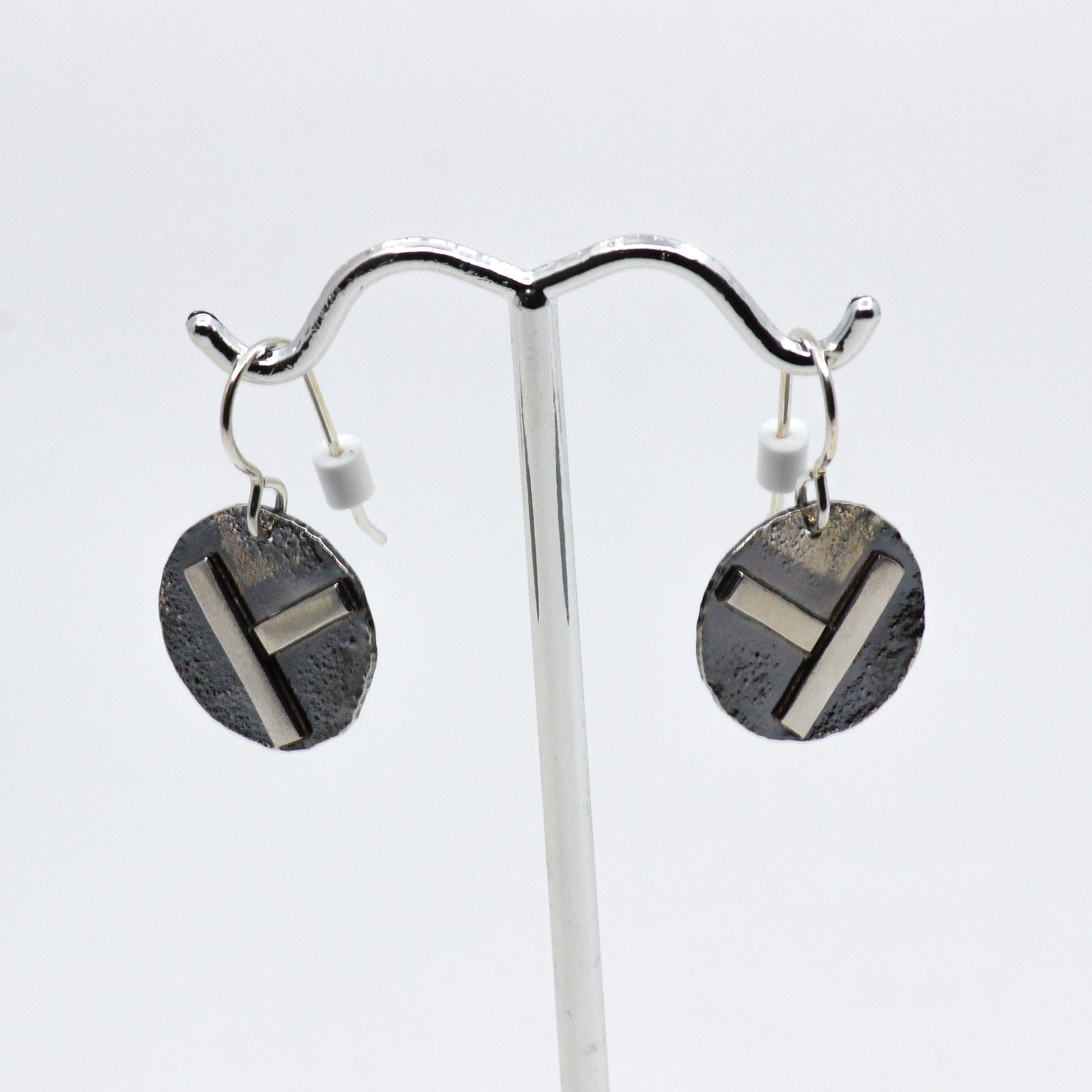 Silver fused earrings: T
