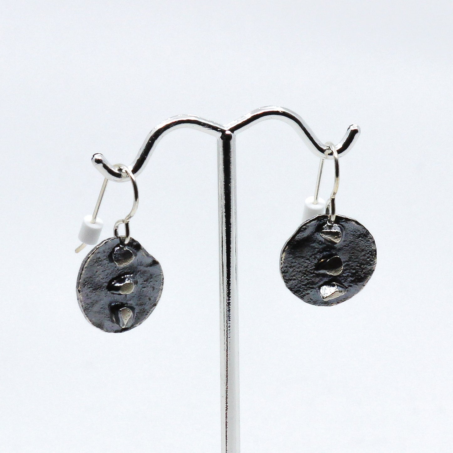 Silver fused earrings: three stone