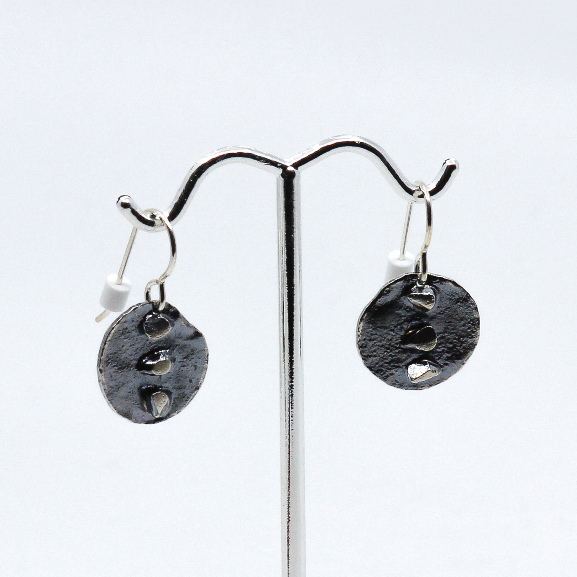 Silver fused earrings: three stone