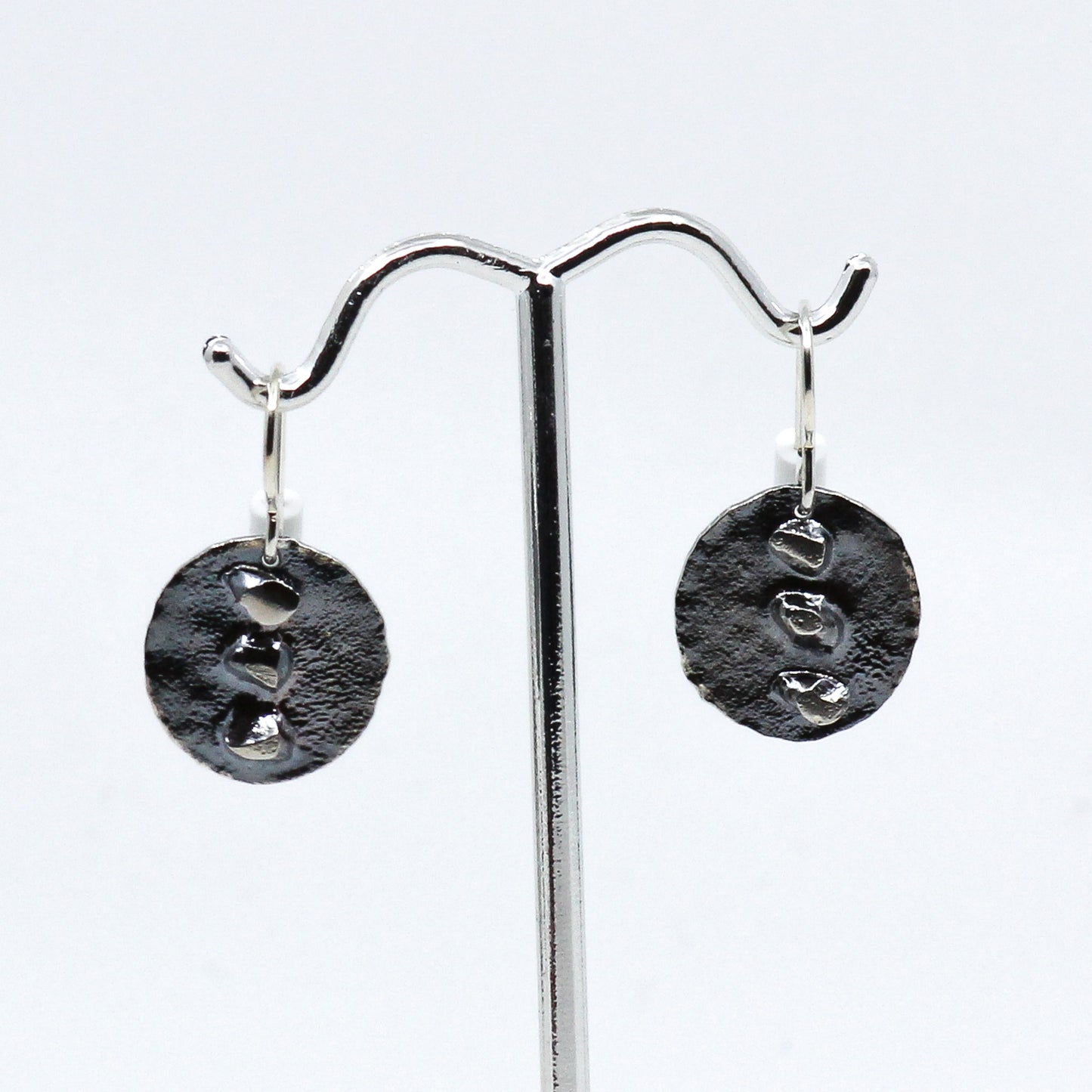 Silver fused earrings: Three stones