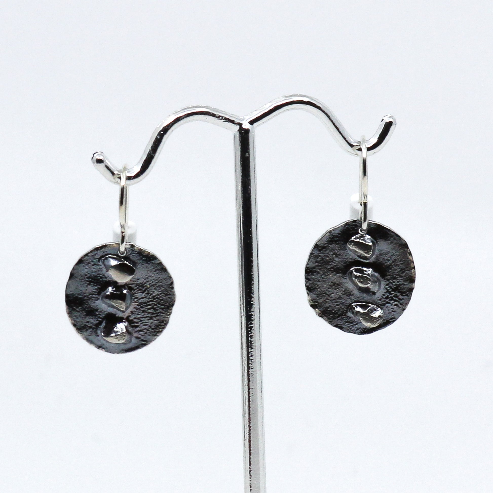 Silver fused earrings: Three stones