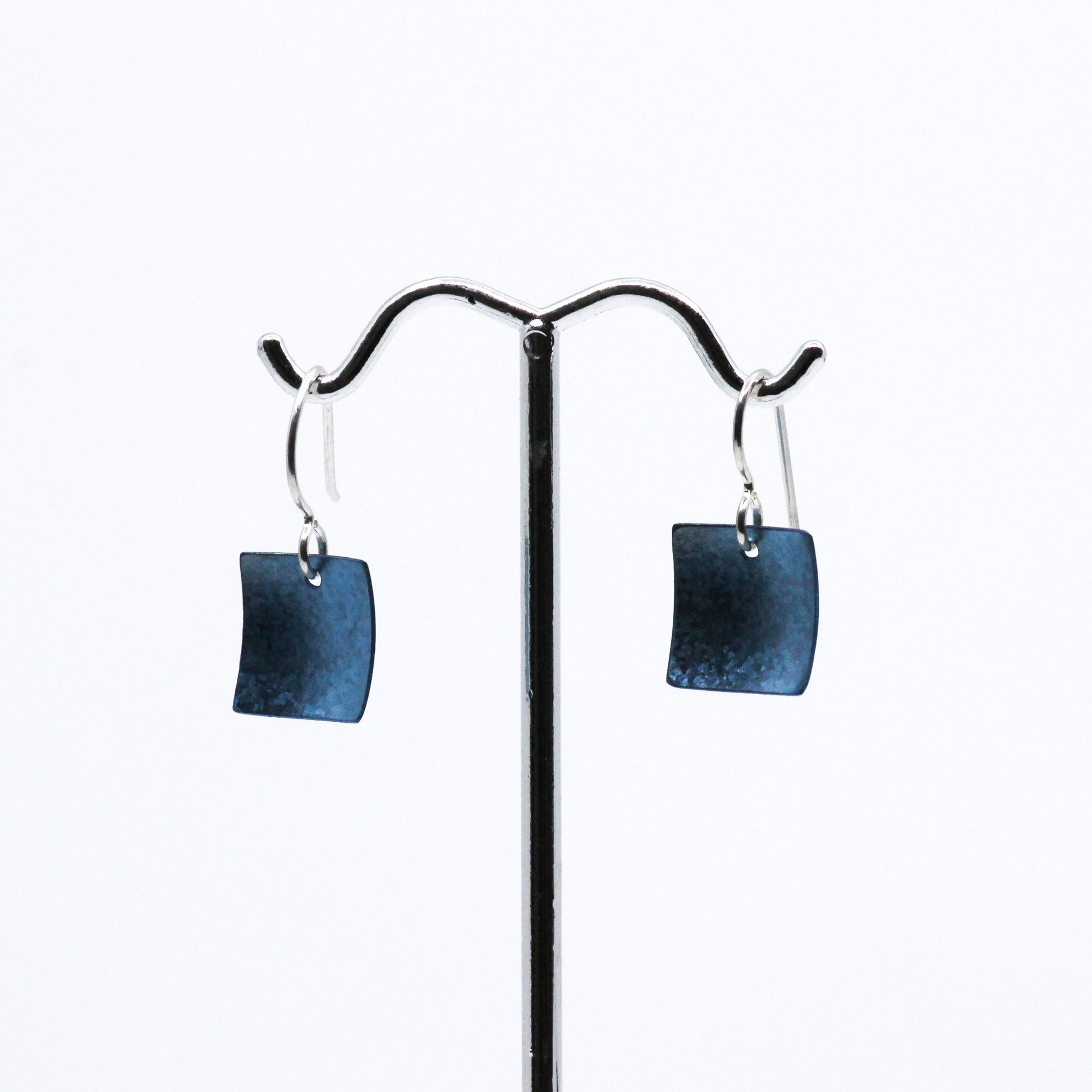 Blue square earrings