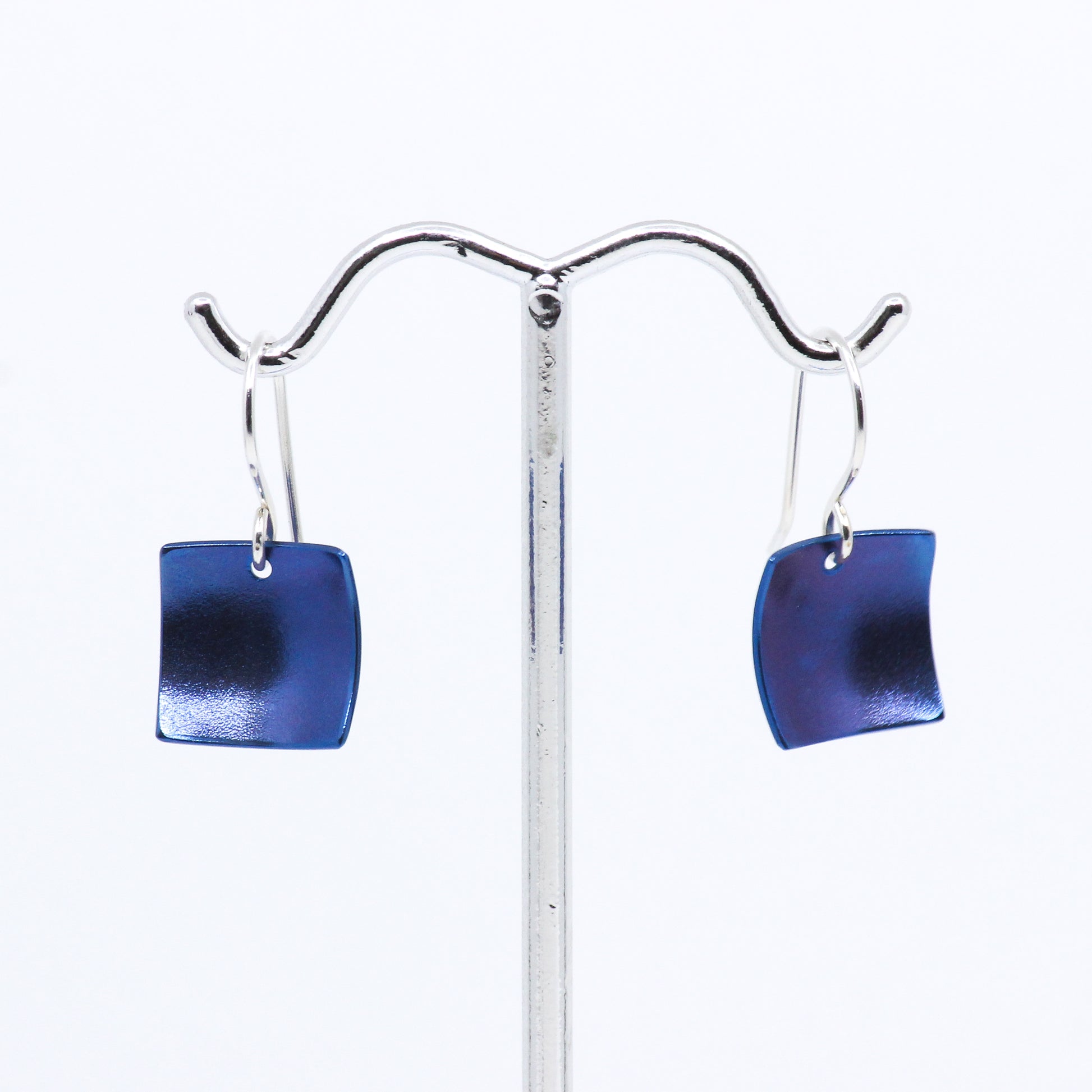 Blue square earrings