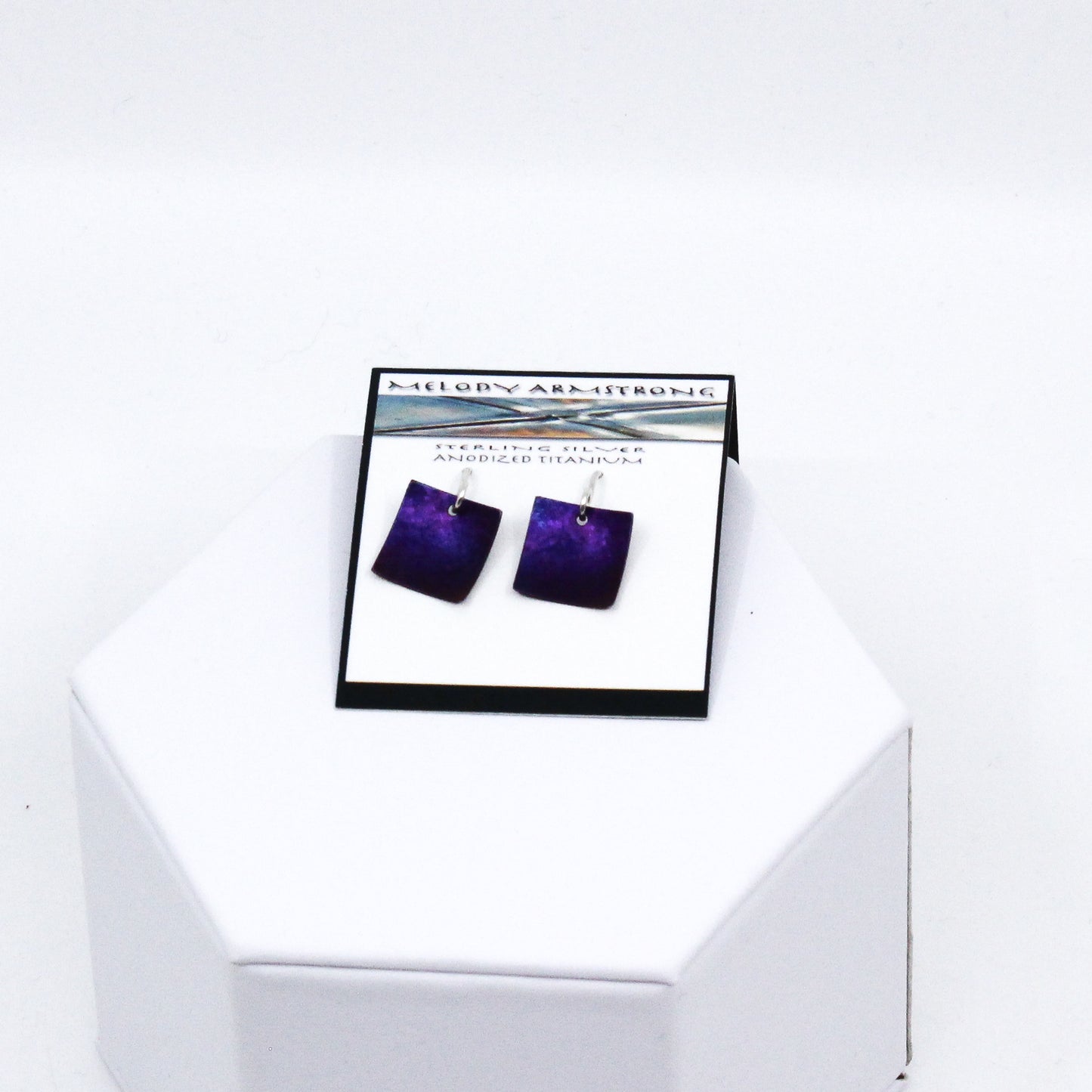 Purple square earrings