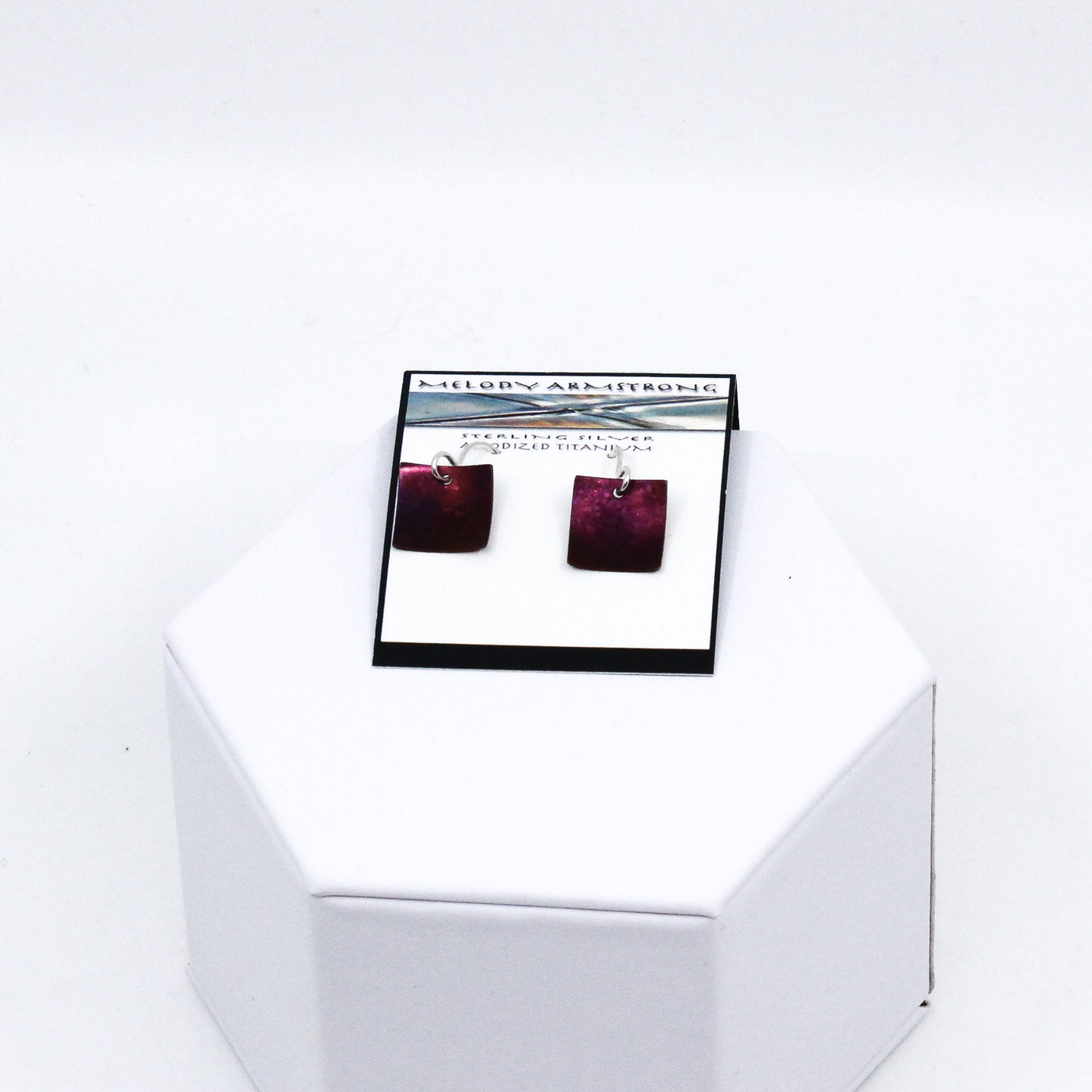 Pink square earrings