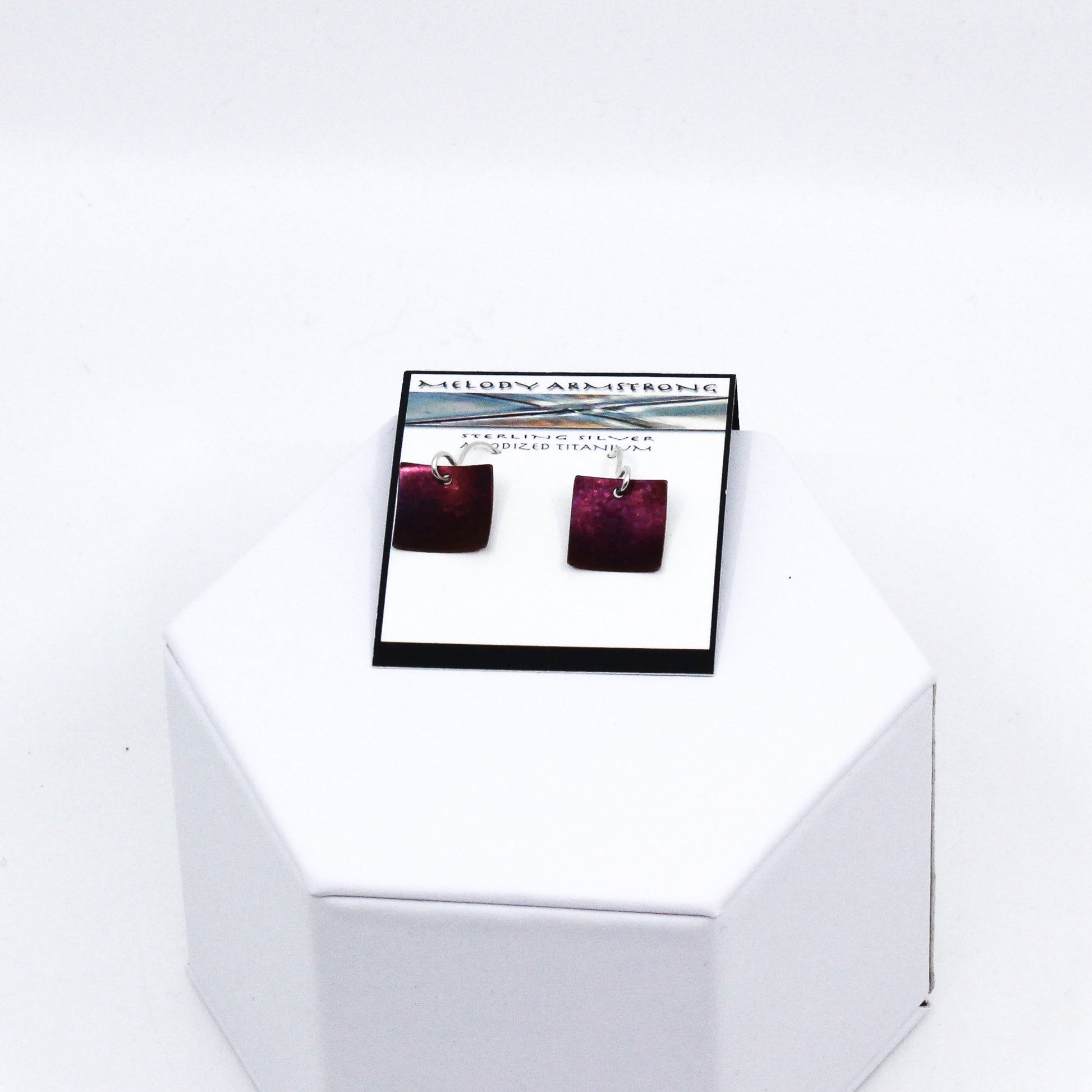 Pink square earrings