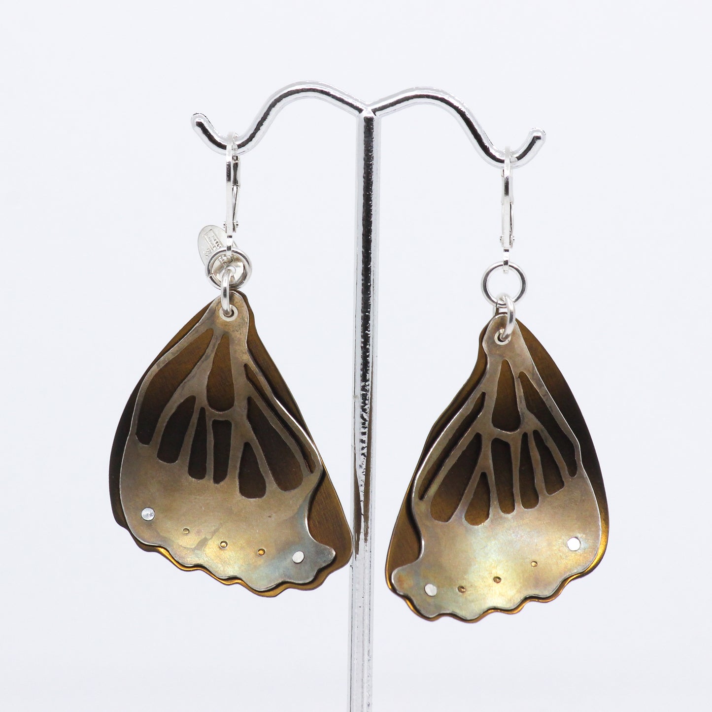 Copper and bronze butterfly earrings
