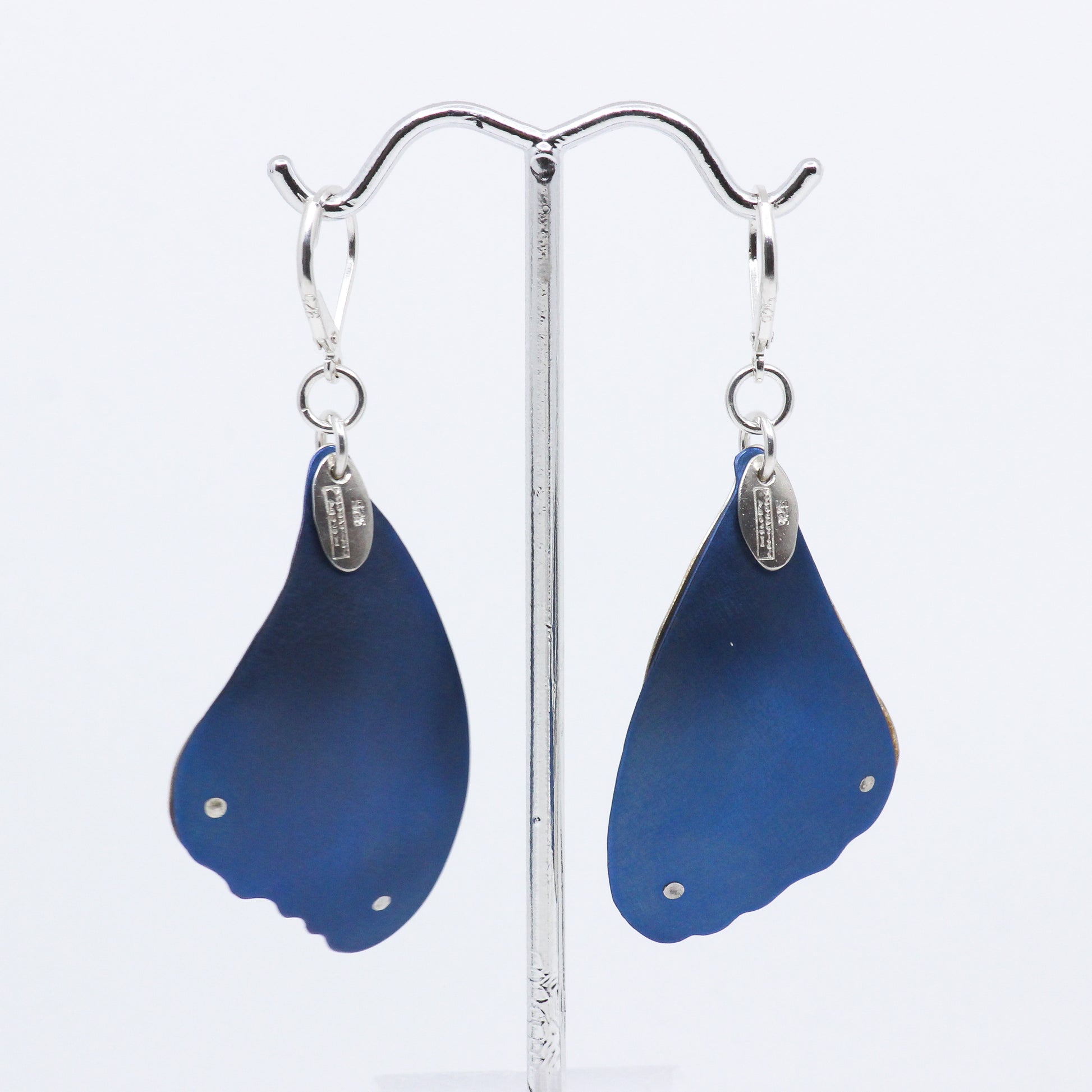 Back of blue butterfly earrings