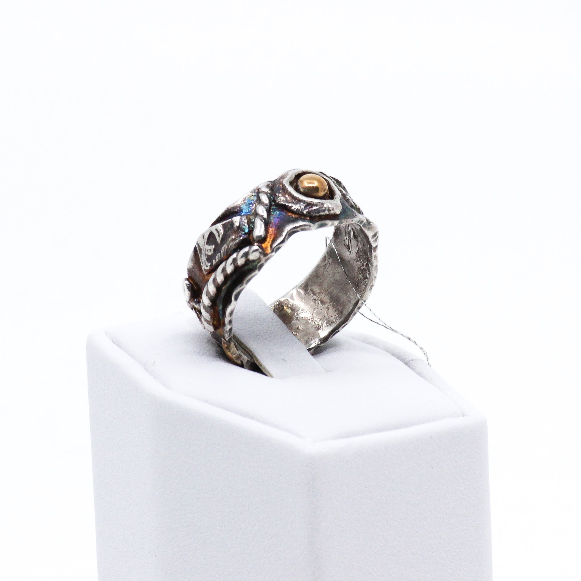 Chunky fused band ring wtih bronze