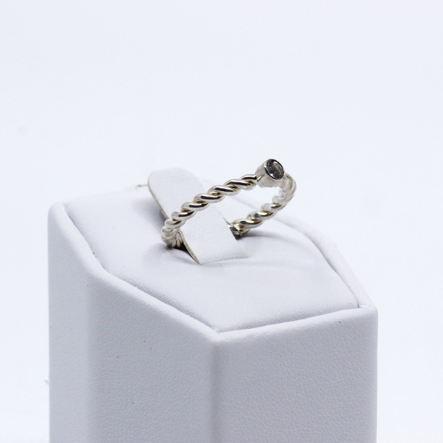 Twisted ring: white topaz