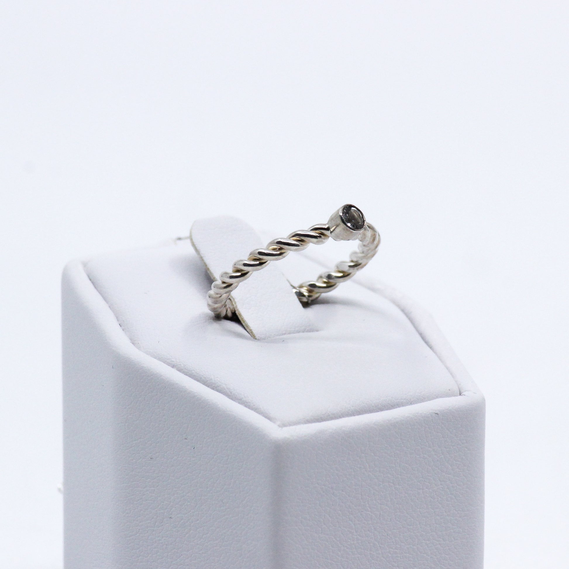 Twisted ring: white topaz