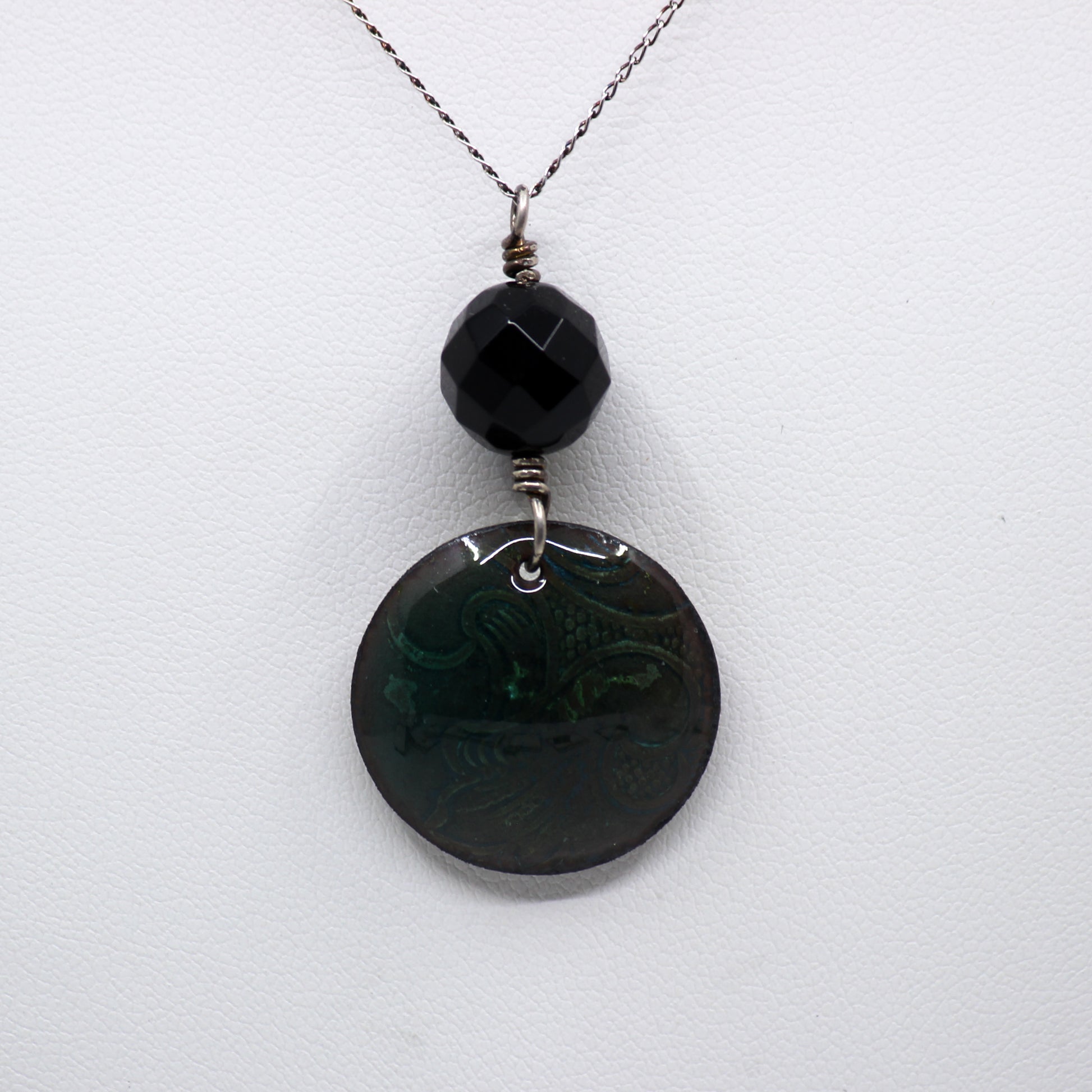 Green enamel necklace