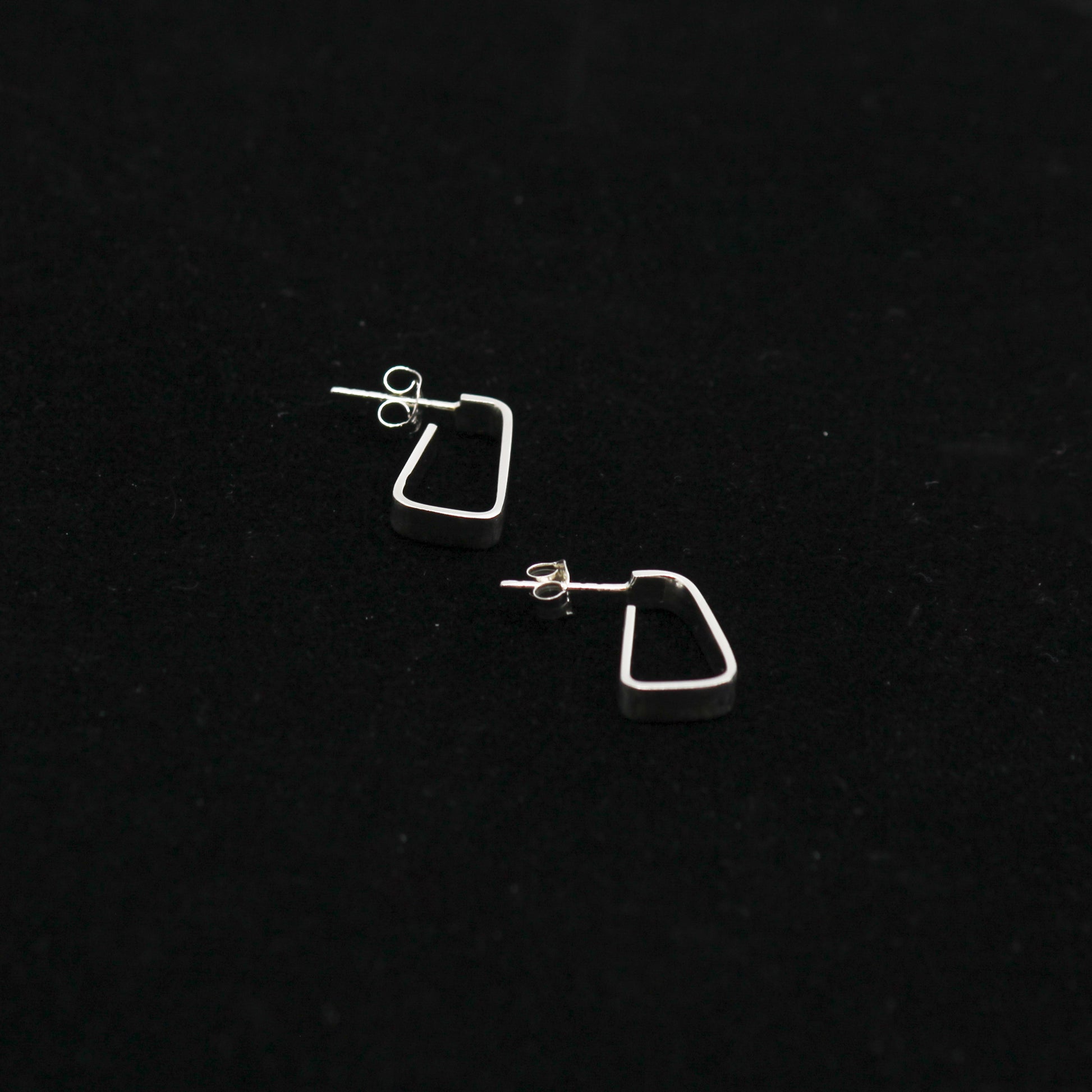 silver soft rectangle earrings