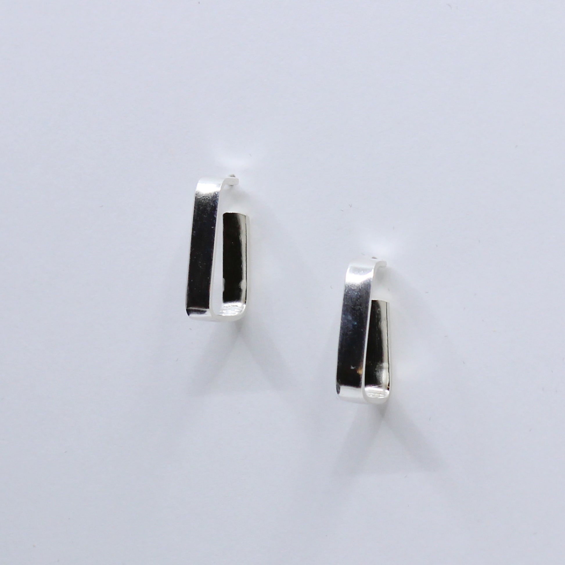 silver soft rectangle earrings