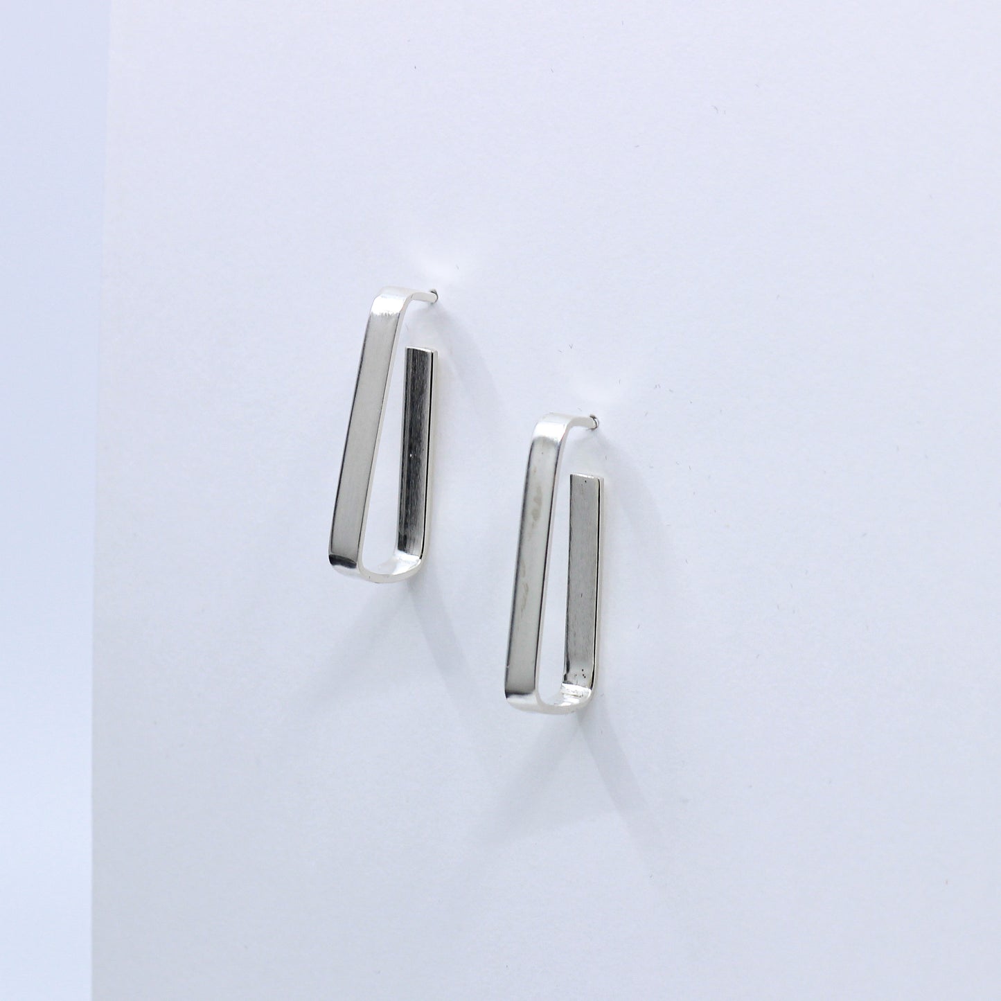silver soft rectangle earrings