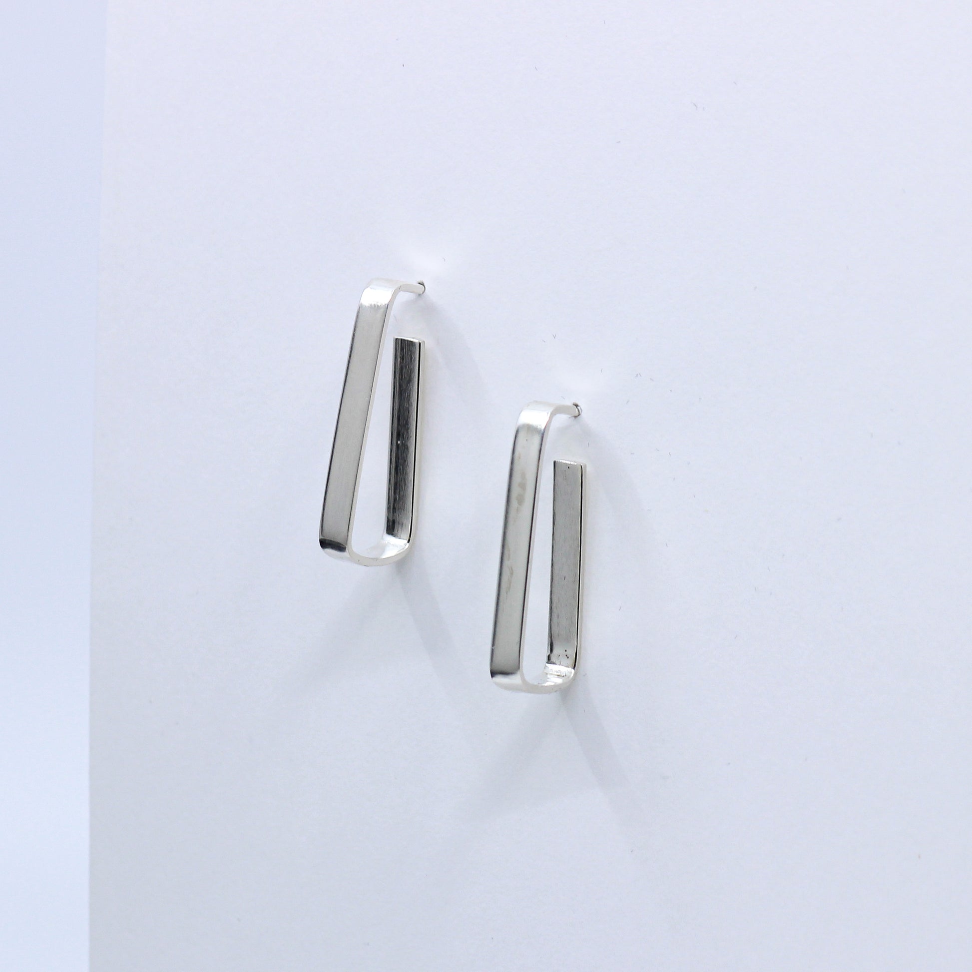 silver soft rectangle earrings