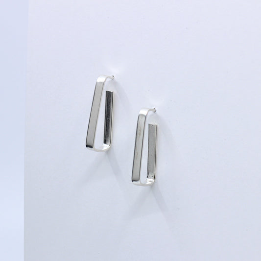 silver soft rectangle earrings