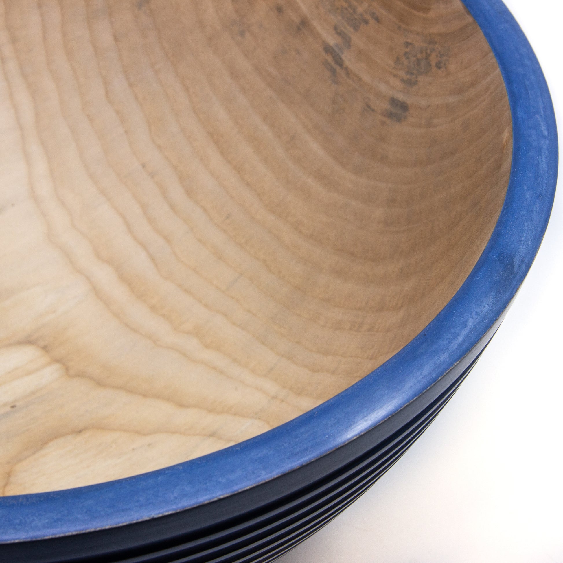Blue large wood bowl