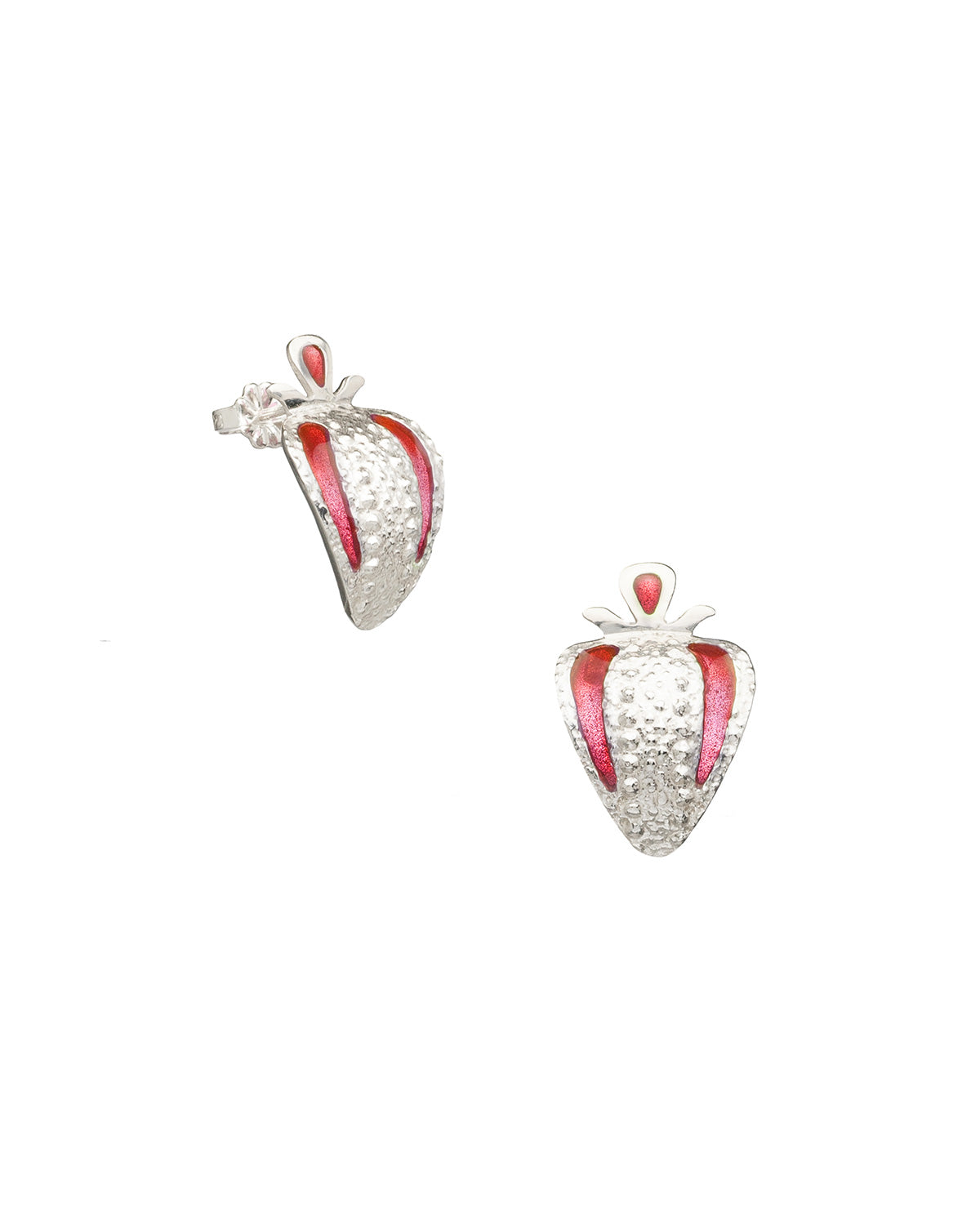 silver earrings with resin:  red