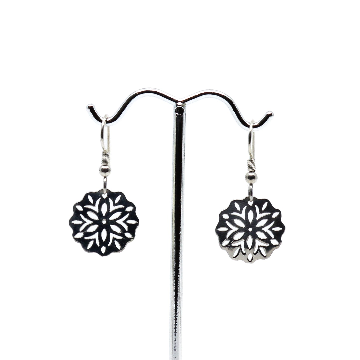 Scalloped Edge Snowflake Earrings