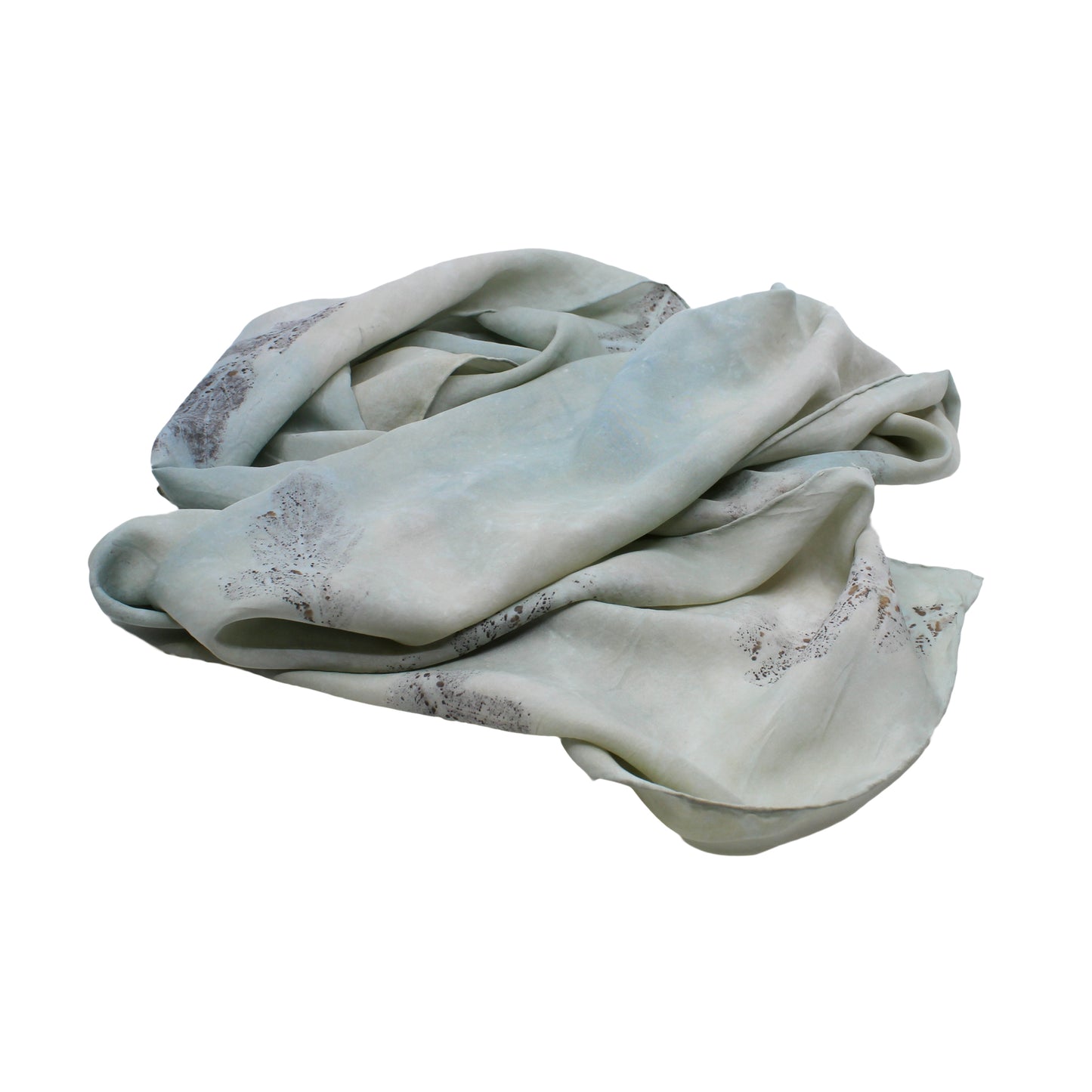 Pale green with leaves silk scarf