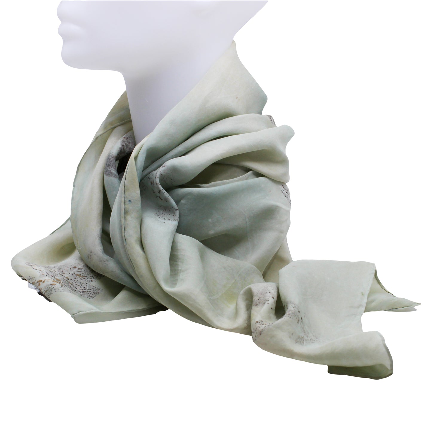Pale green with leaves silk scarf