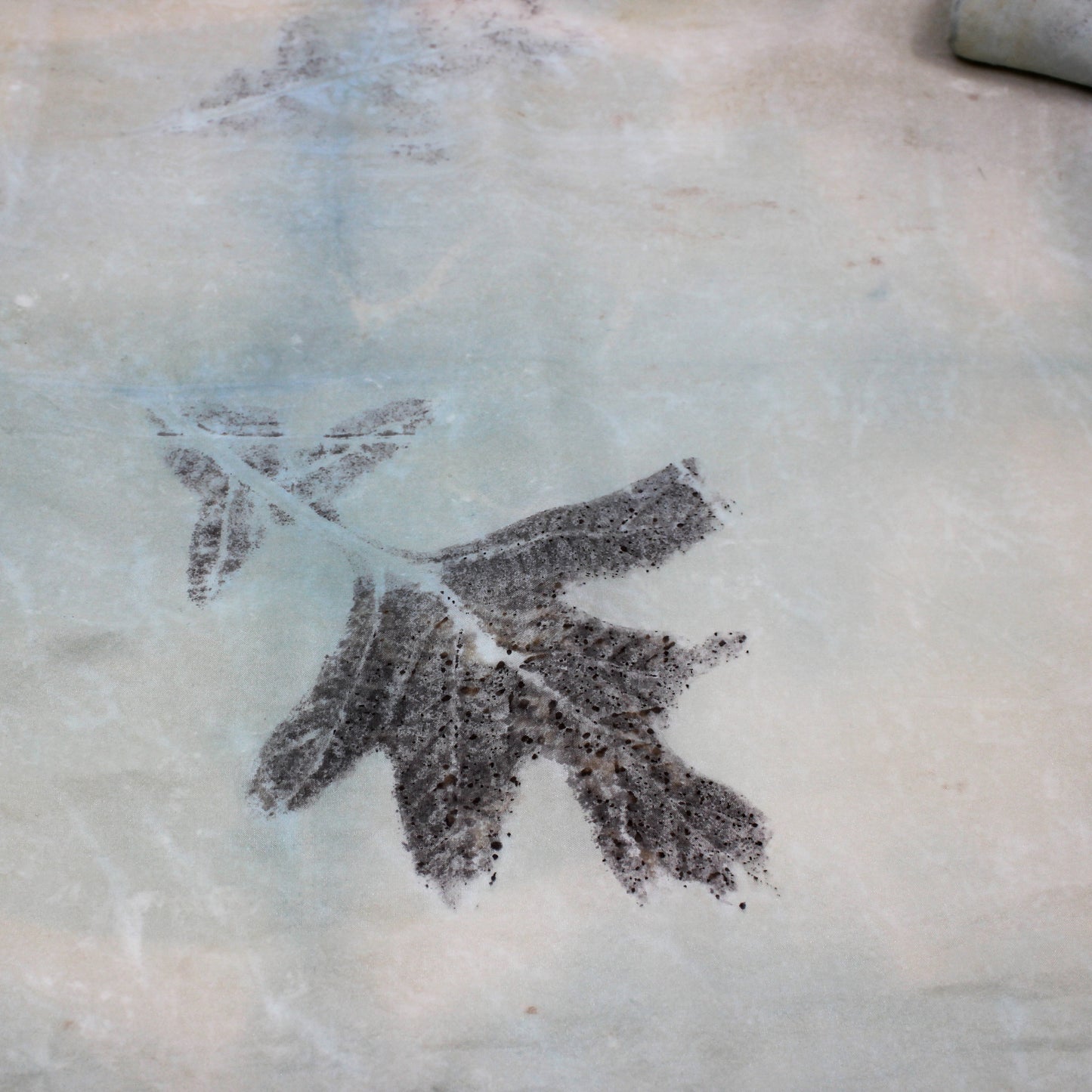 Pale green with leaves silk scarf
