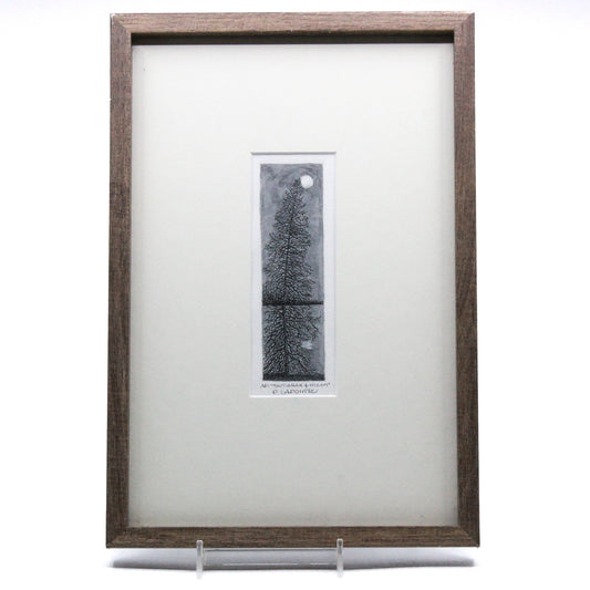 Print of a tall evergreen and the moon