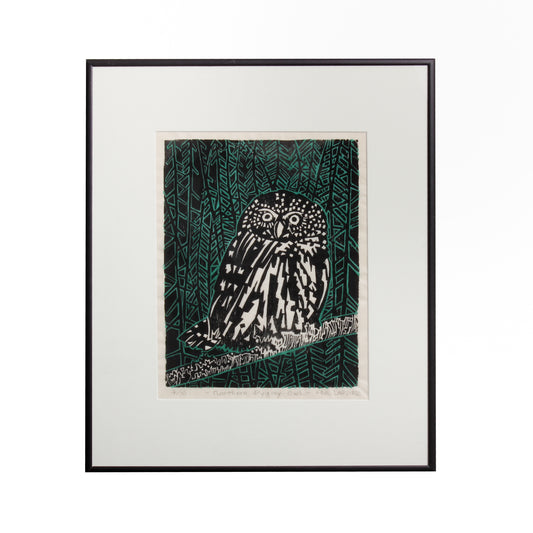 wood cut of pygmy owl