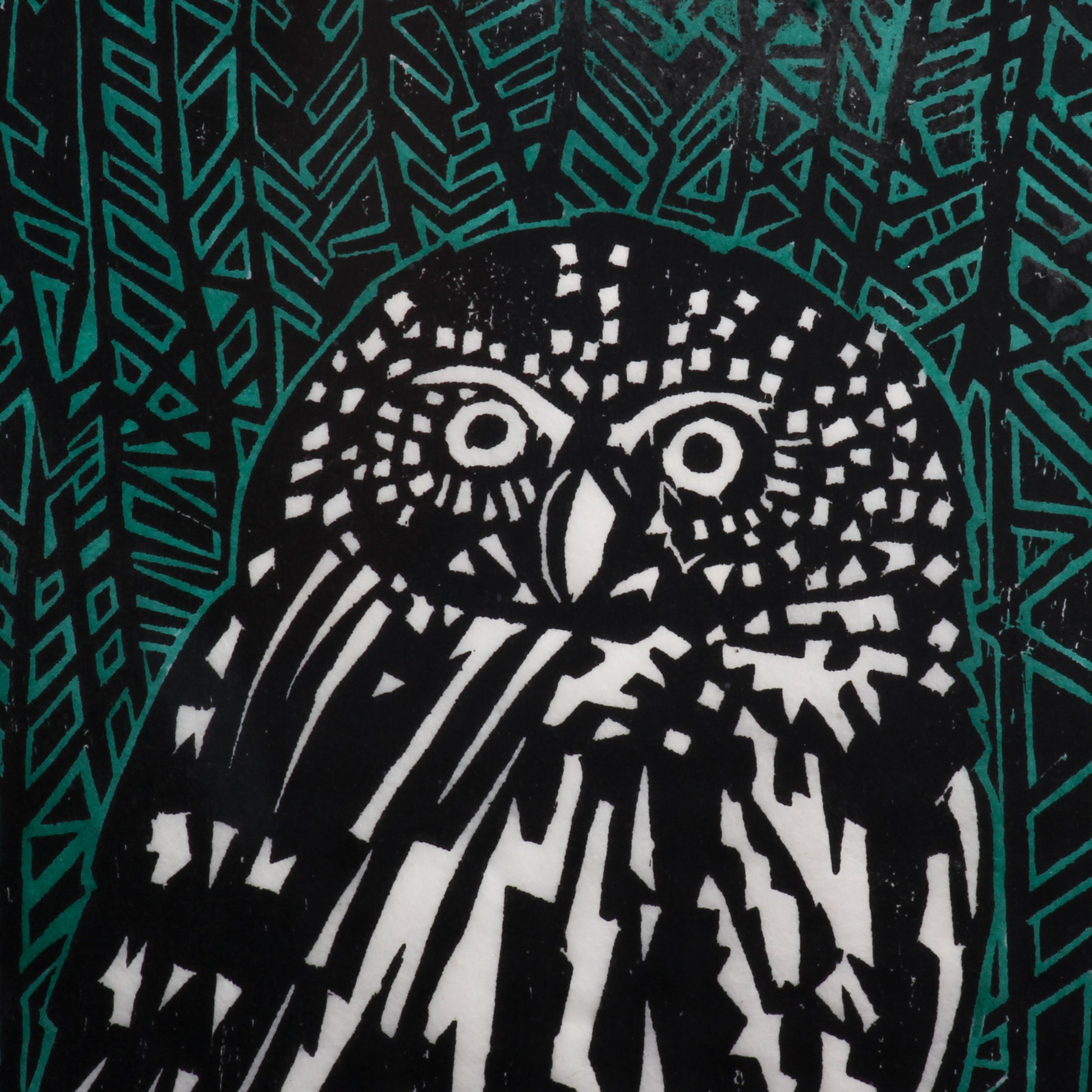 Woodcut of pygmy owl: detail