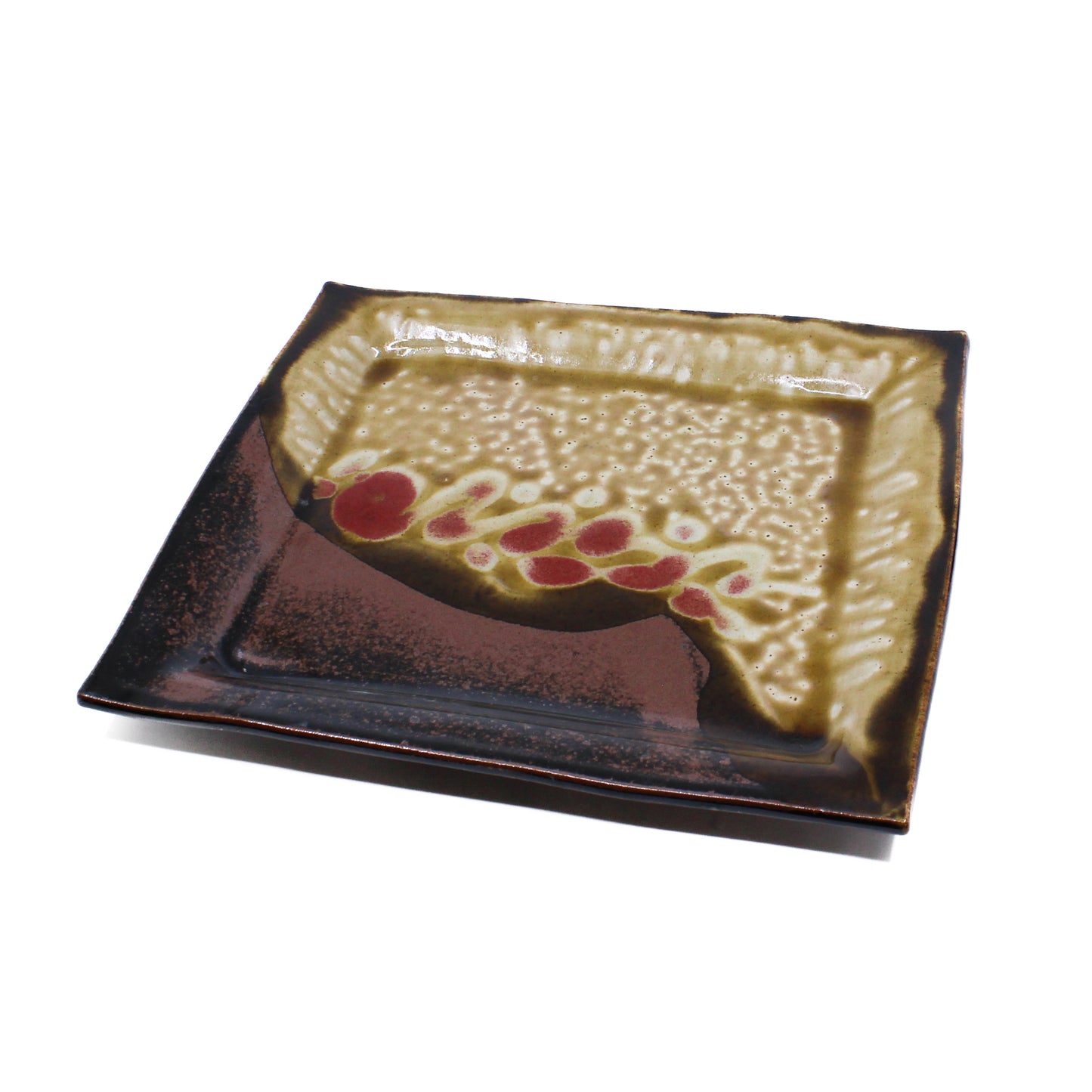 square brown and cream plate