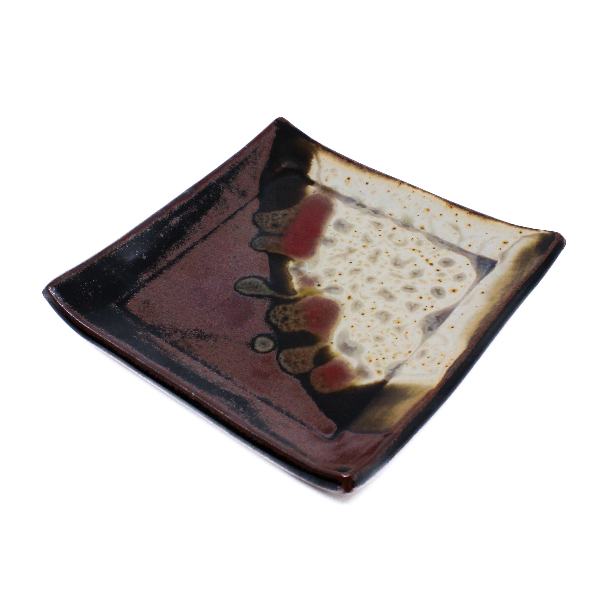 Brown and cream square plate