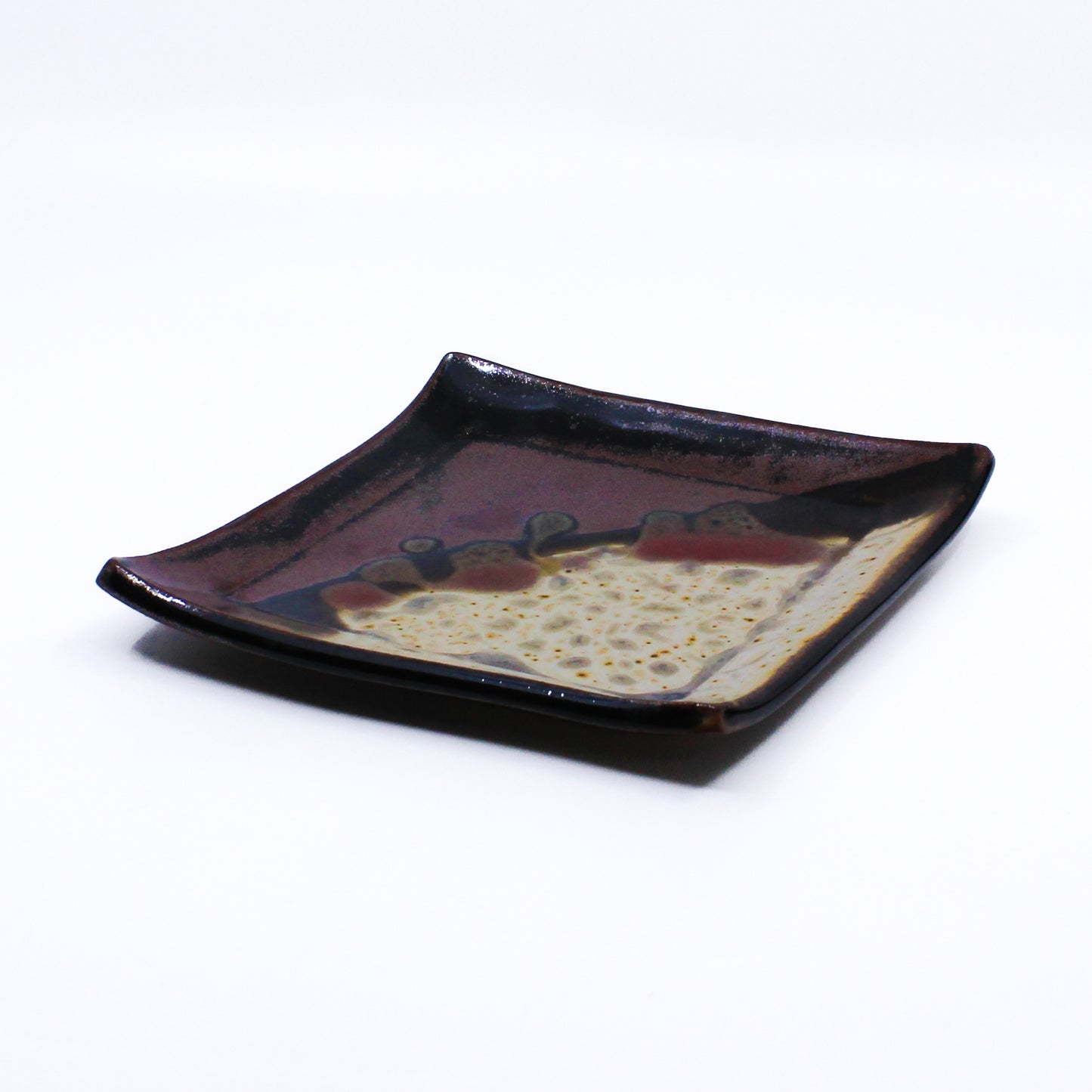 Brown and cream square plate