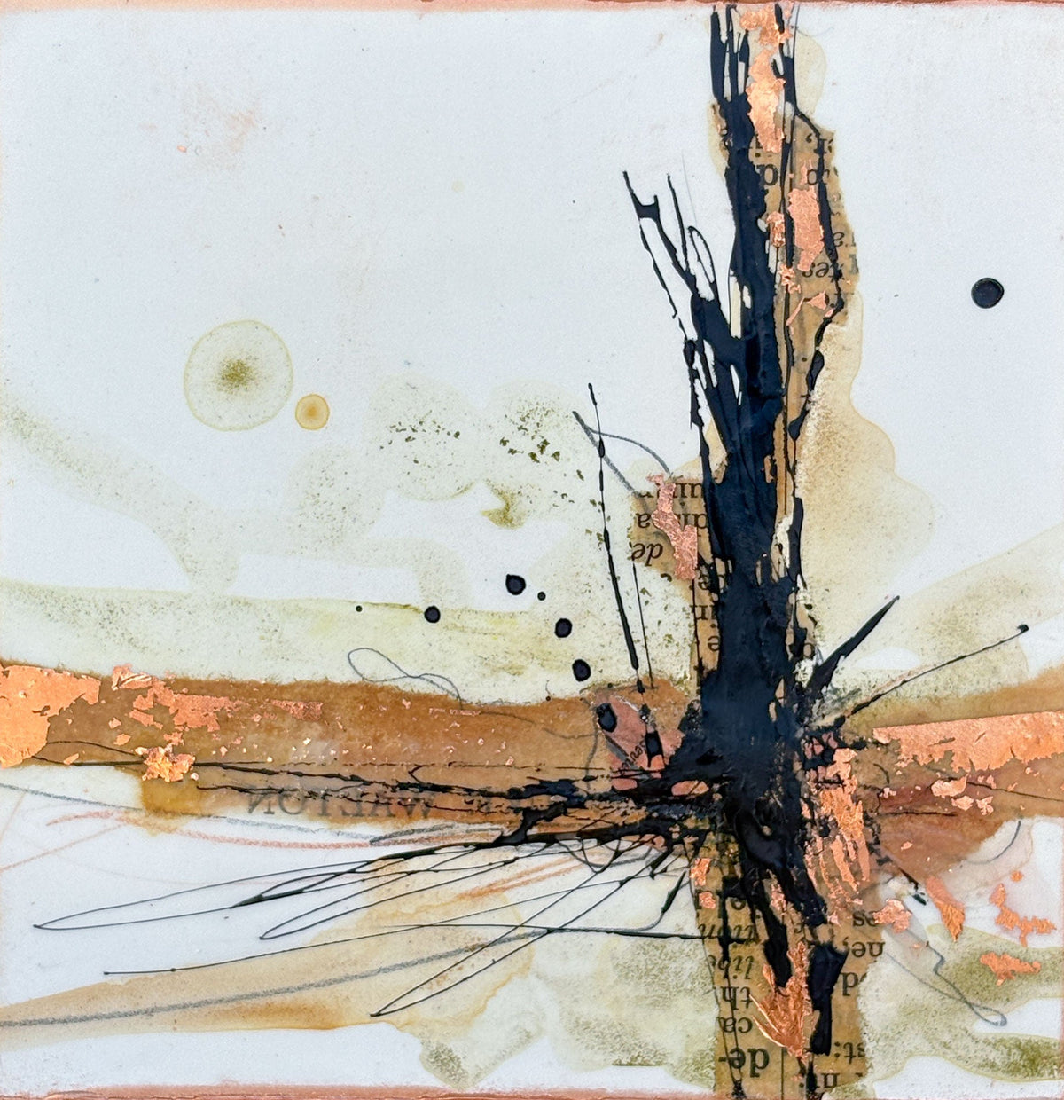 Prairie Fence Abstraction #3 - Encaustic panel