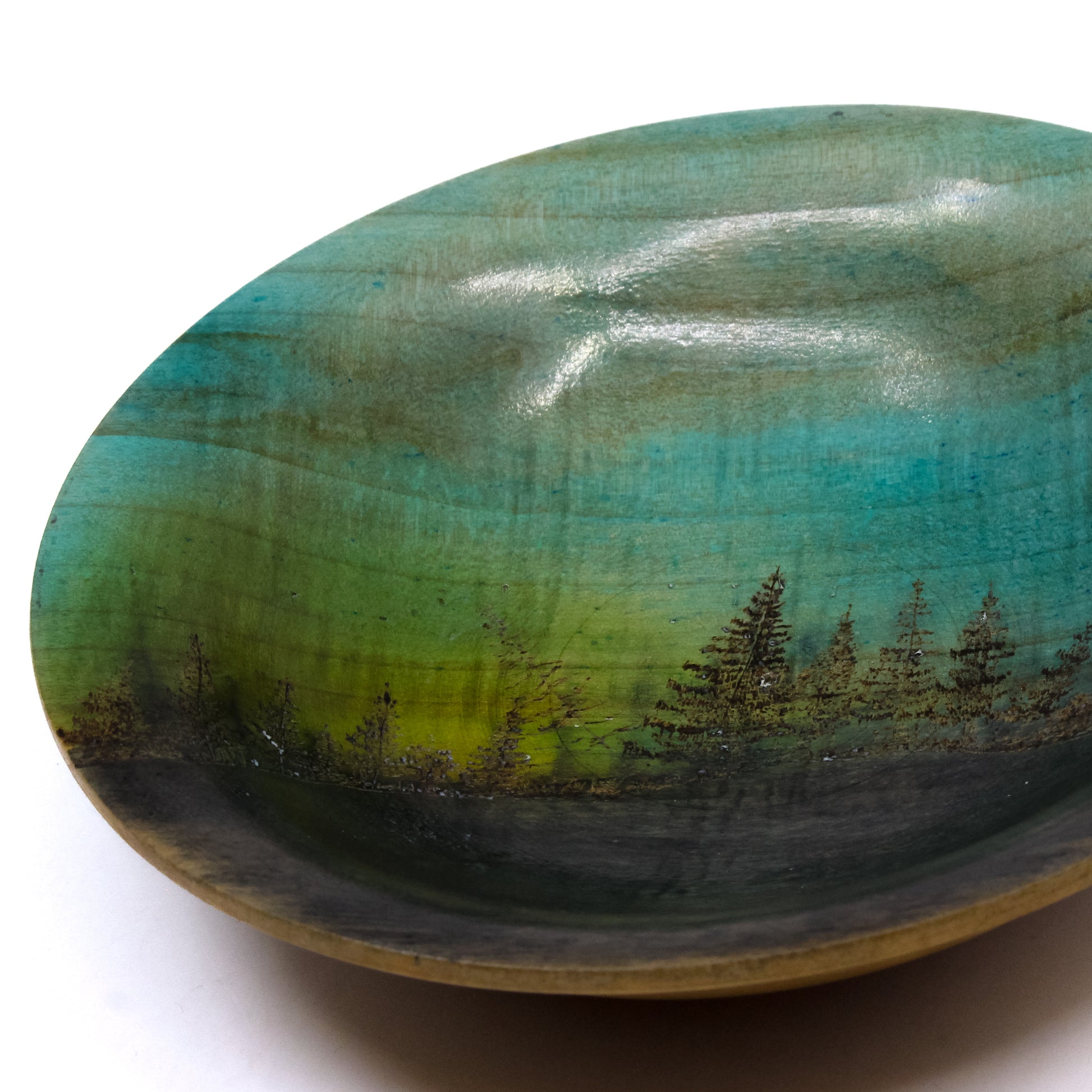 Details of bowl with tree silhouette