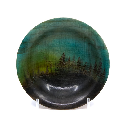 Small blue dyed bowl with silhouette of trees