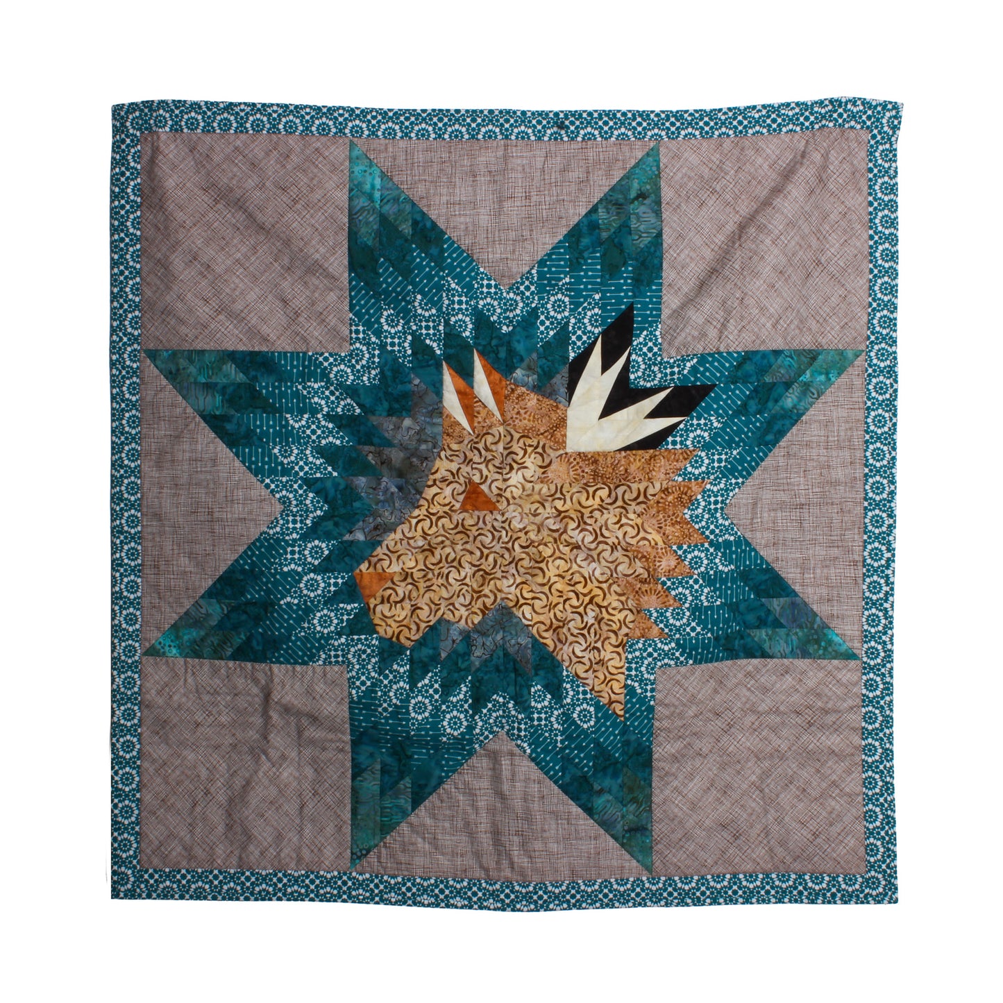 Teal and grey star blanket with pony