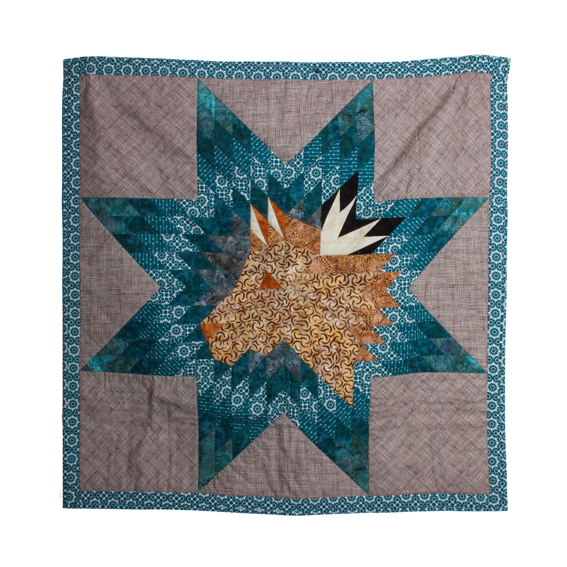 Teal and grey star blanket with pony